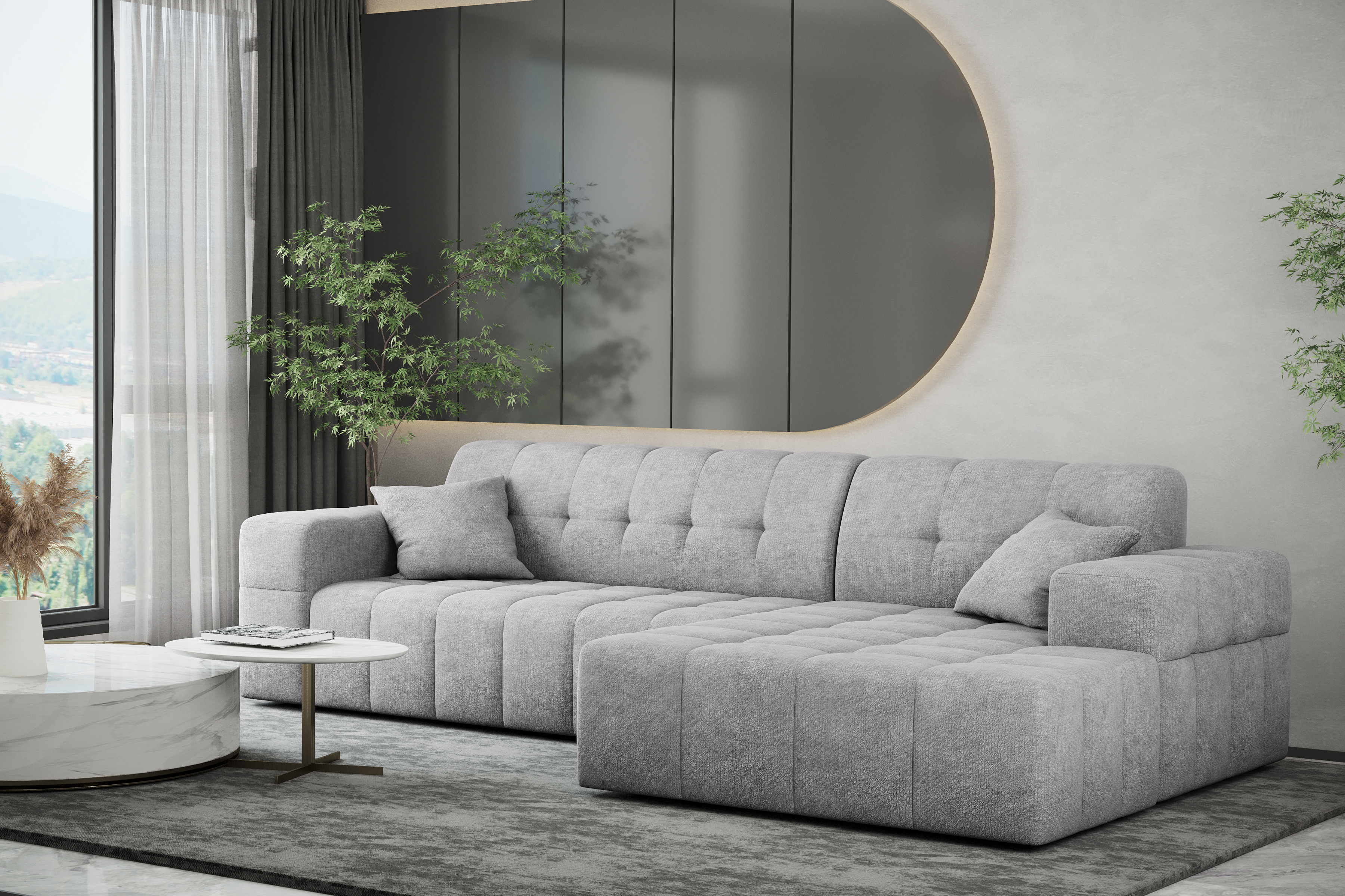 Ecksofa L Balia Hellgrau