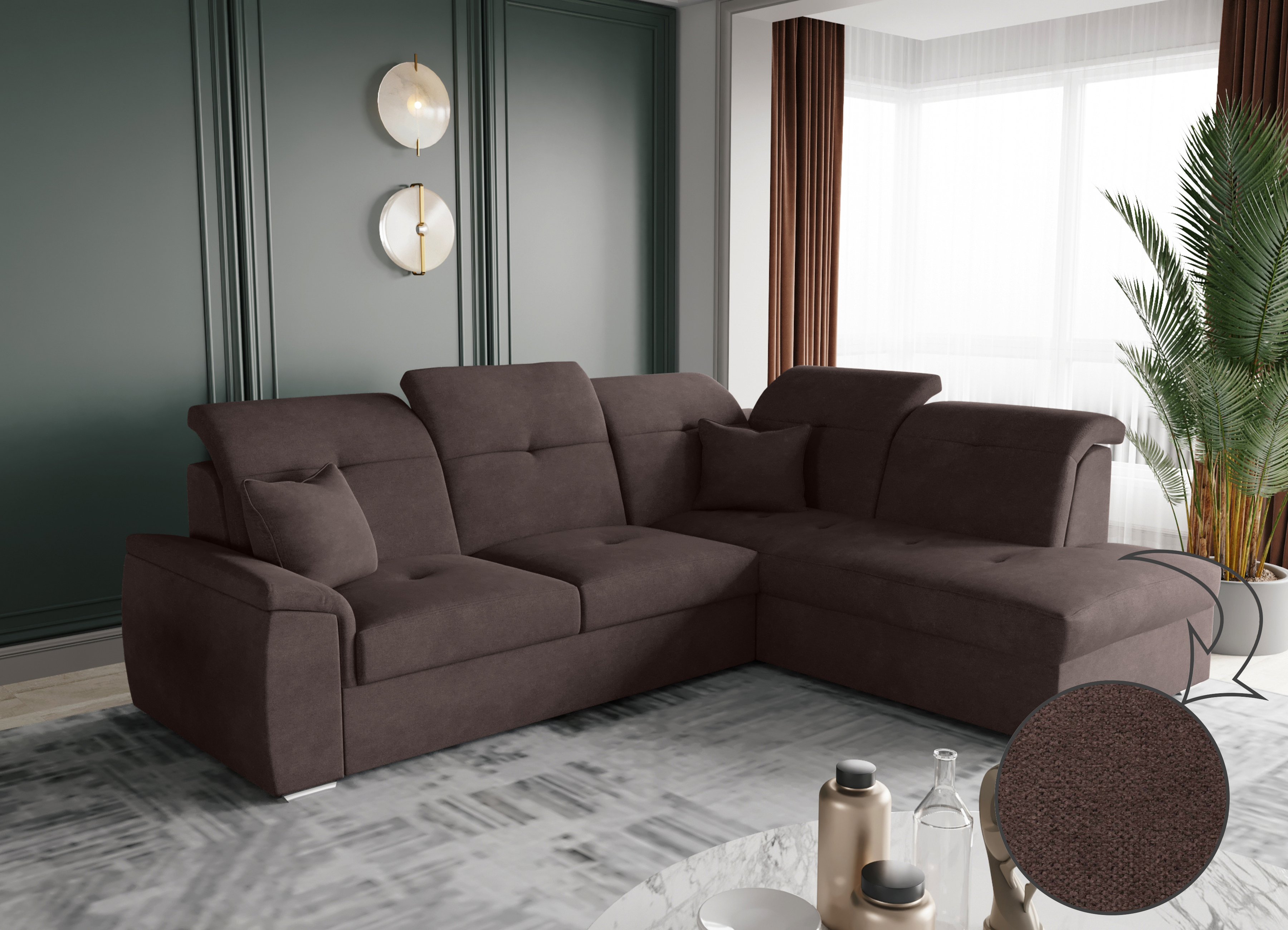 Bono L Ecksofa Braun Schlaffunktion und Bettkasten