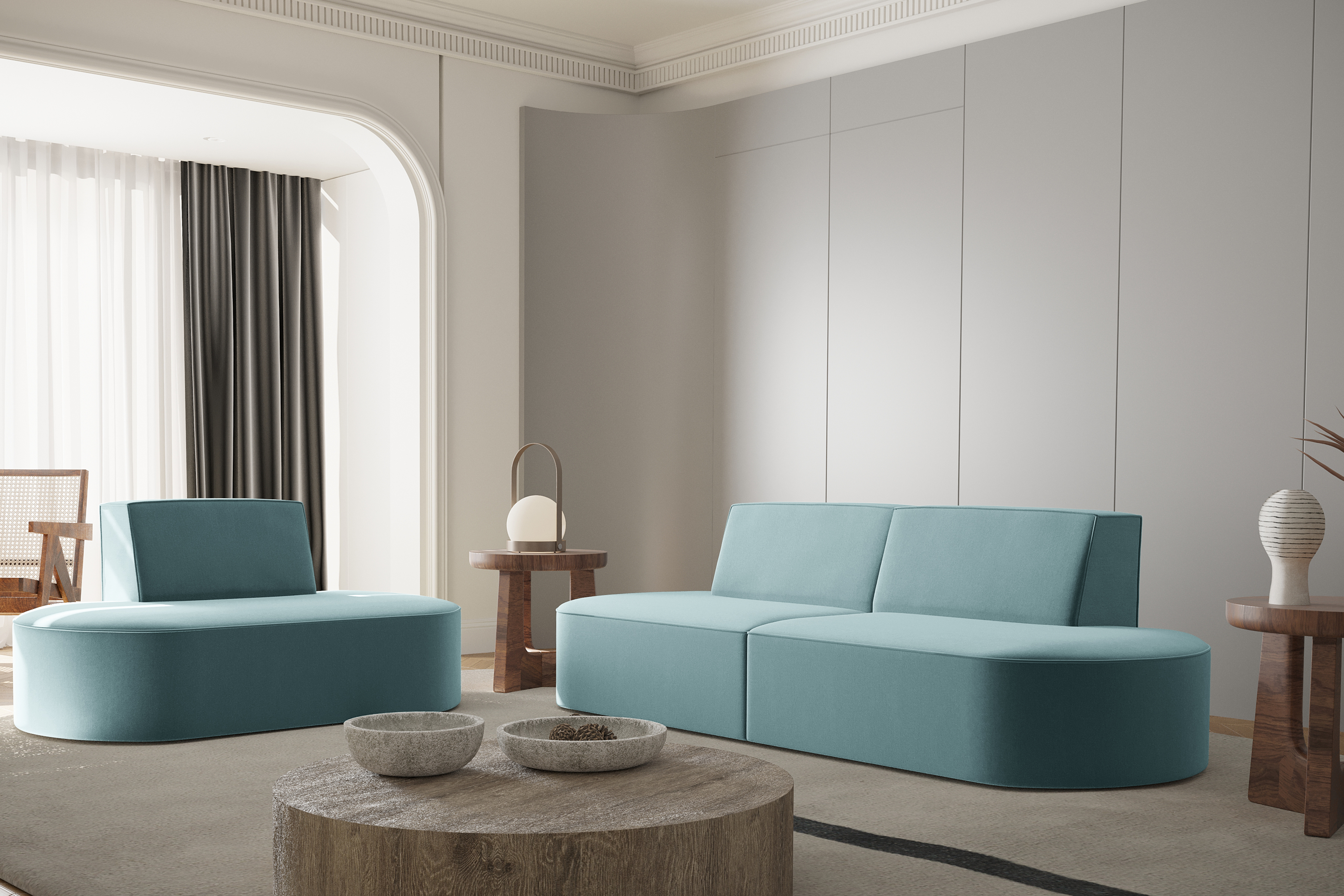 Sessel Dalia 1-Sitzer Blau Dekor