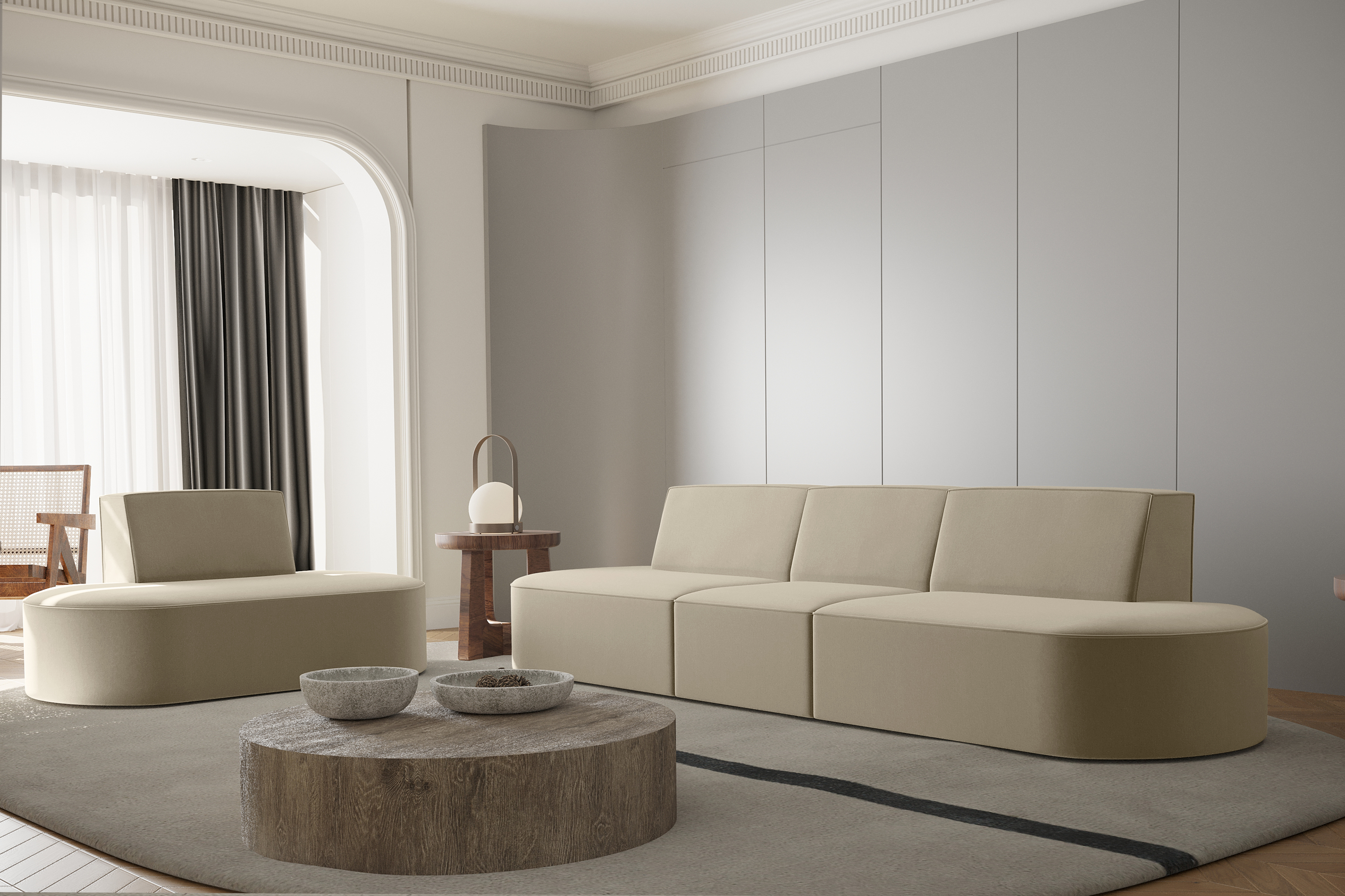 Sessel Dalia 3-Sitzer Set beige