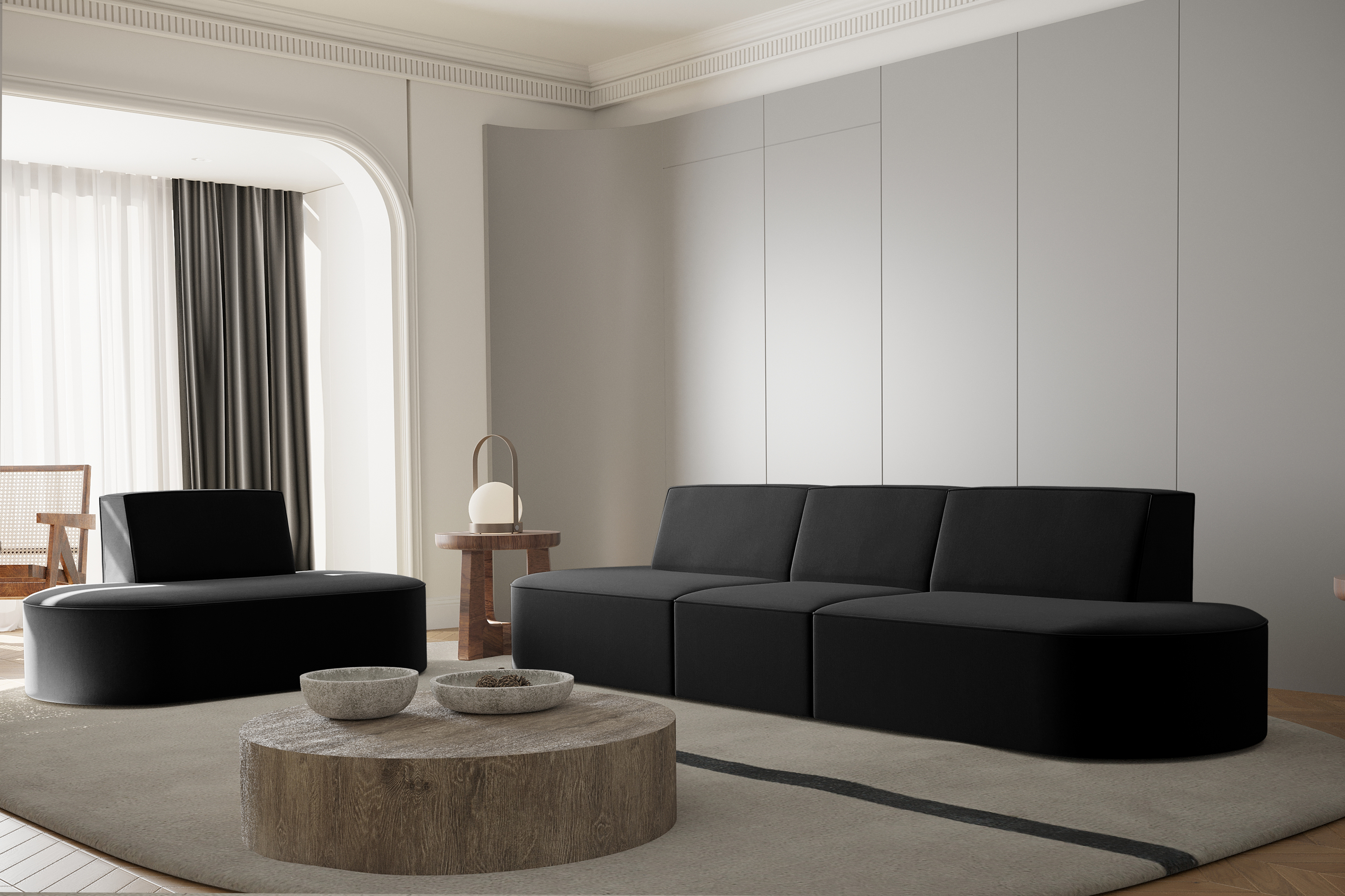 Sessel Dalia 3-Sitzer Set schwarz