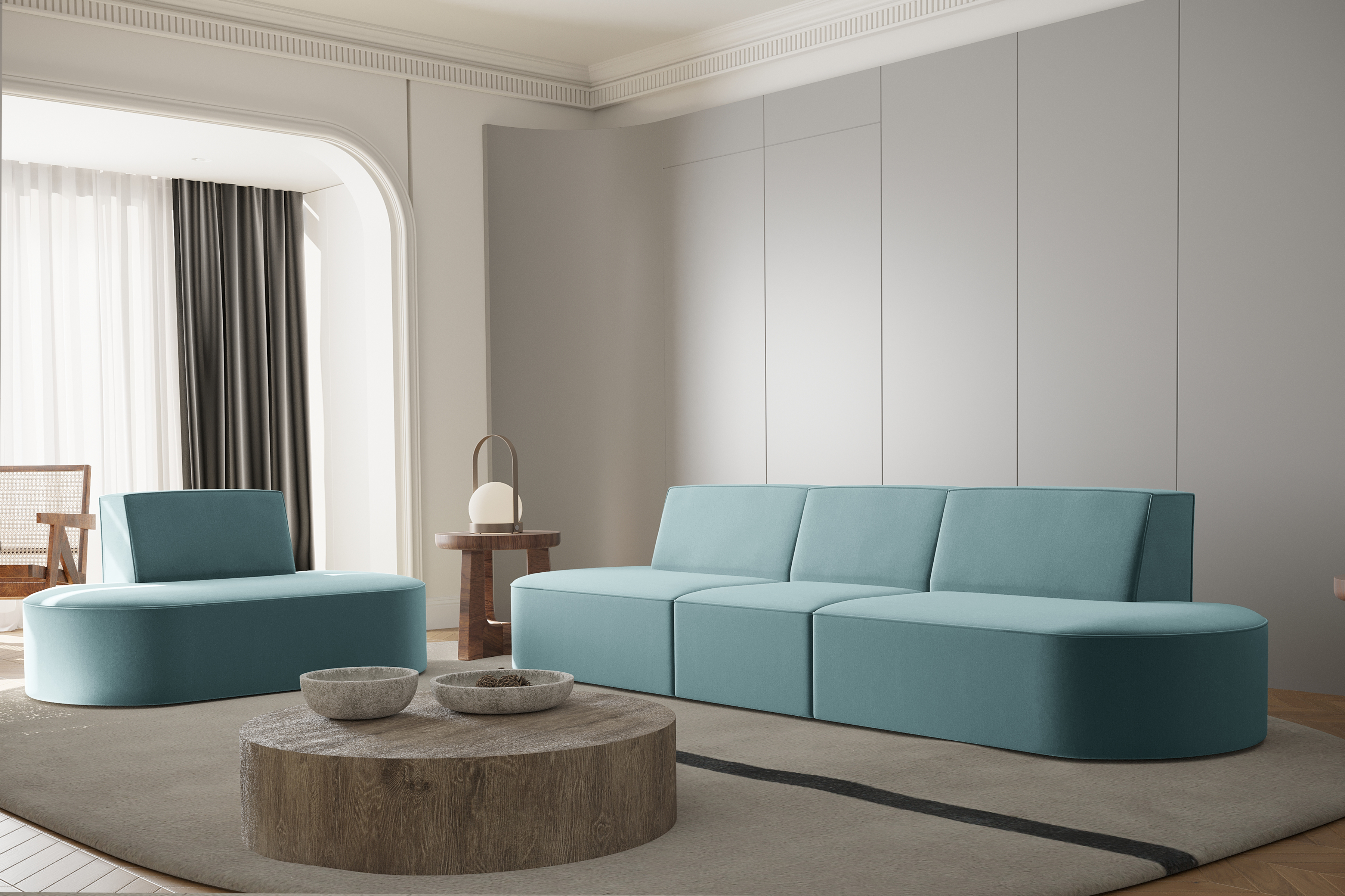 Sessel Set Dalia 3-Sitzer Blau