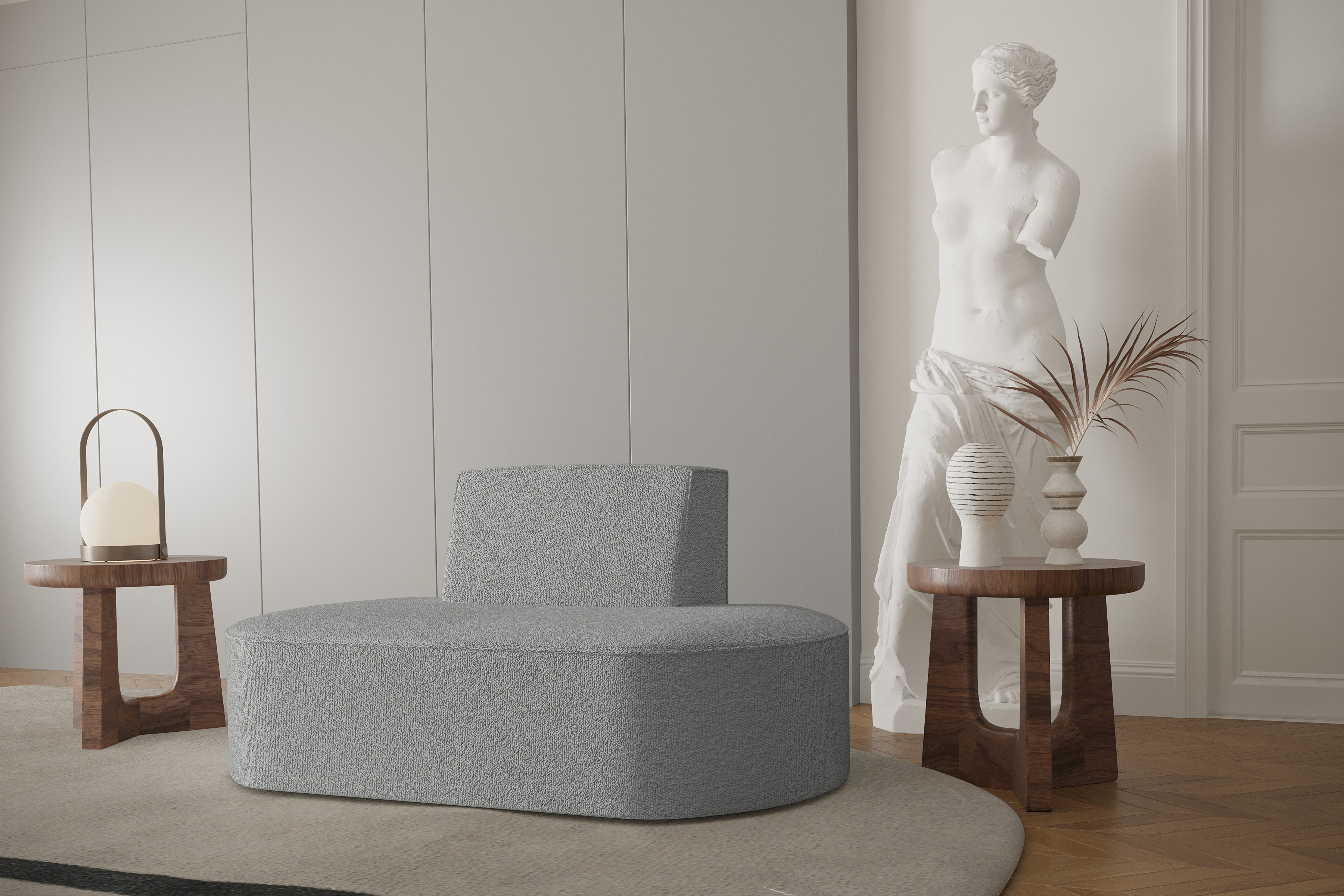 Sofa 1-Sitzer Dalia Grau Boucle