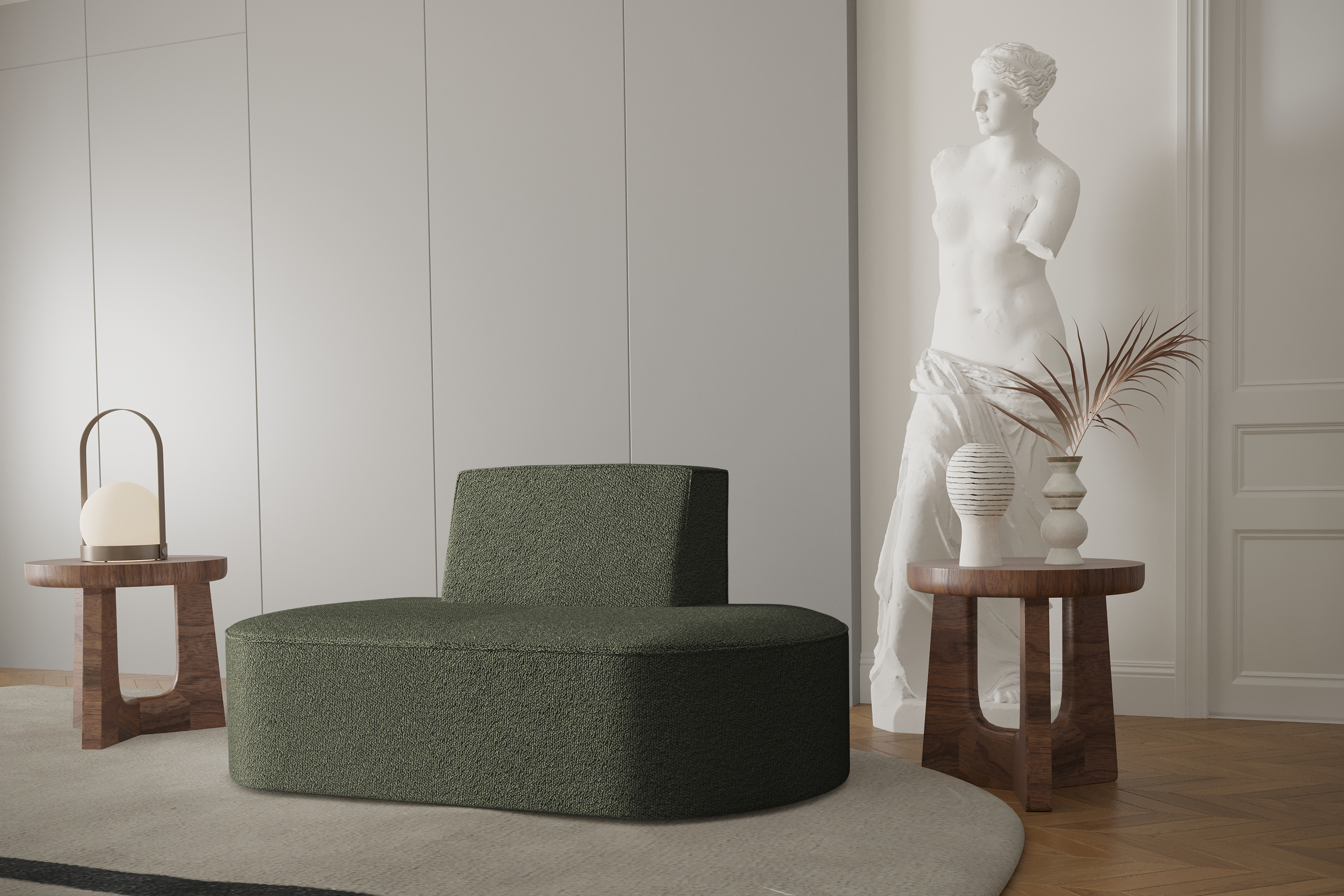 Sofa 1-Sitzer Dalia Dunkelgrun Boucle