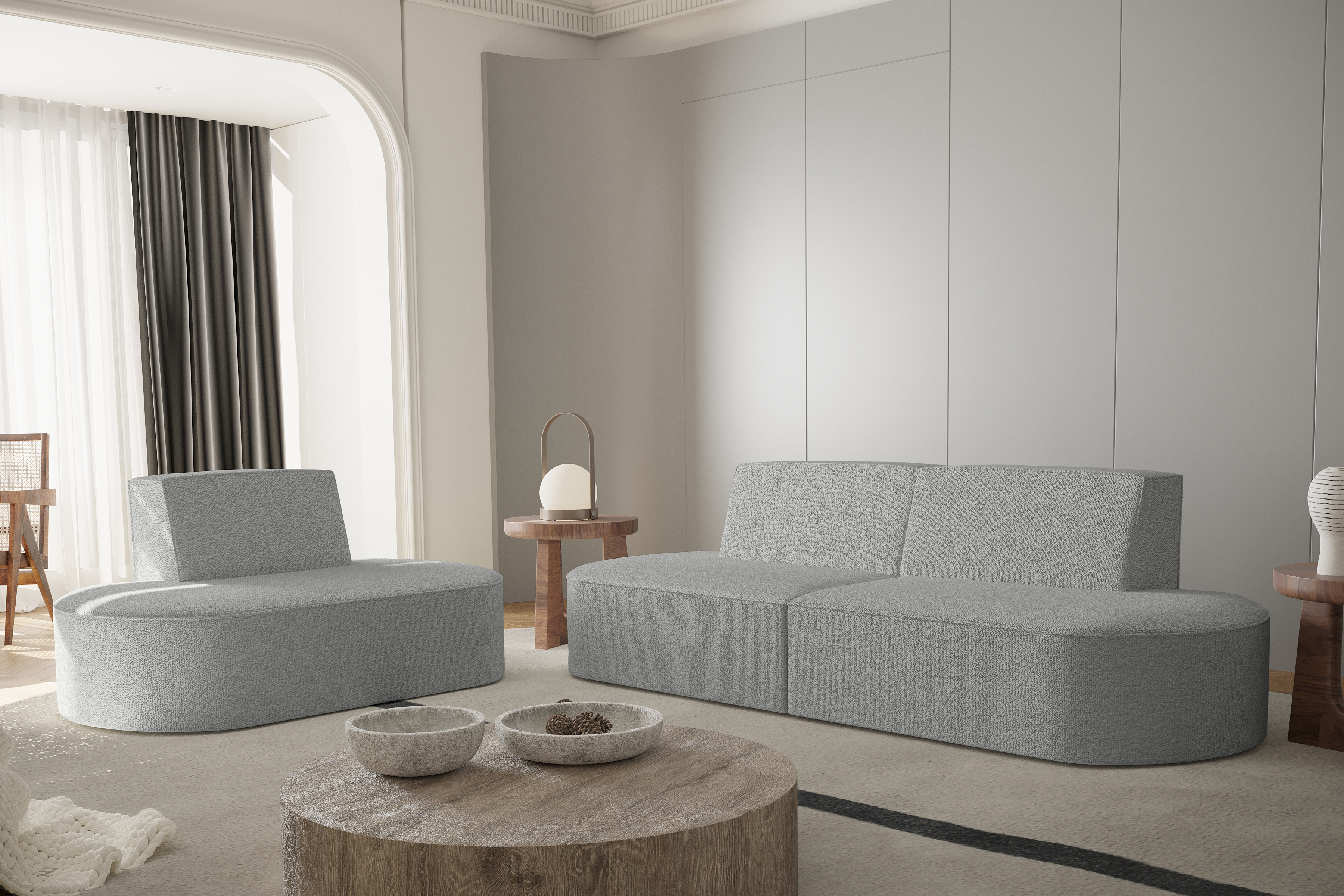 Sessel Dalia 1+2 Set grau Boucle
