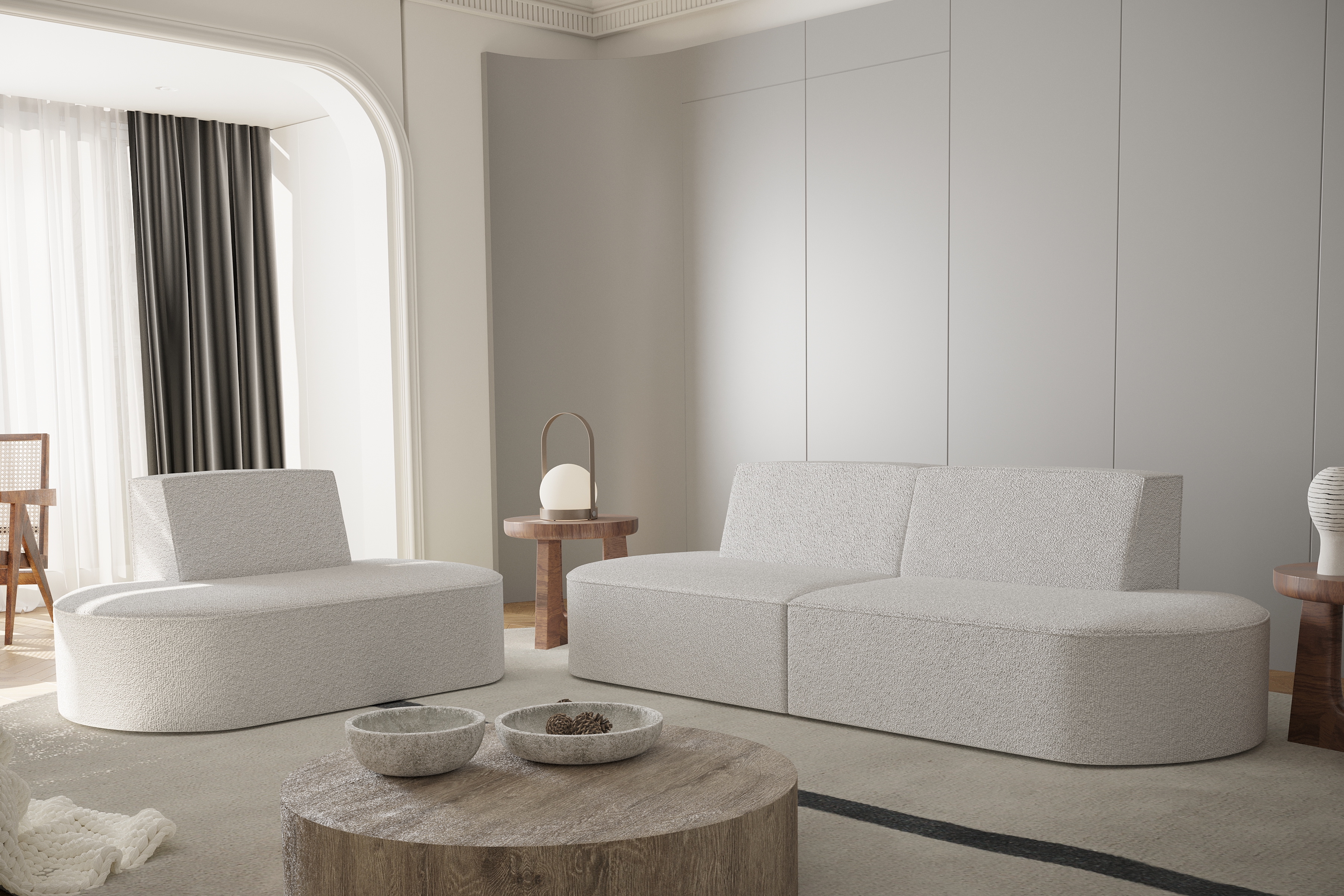 Sessel Dalia 1+2 Set Creme Boucle