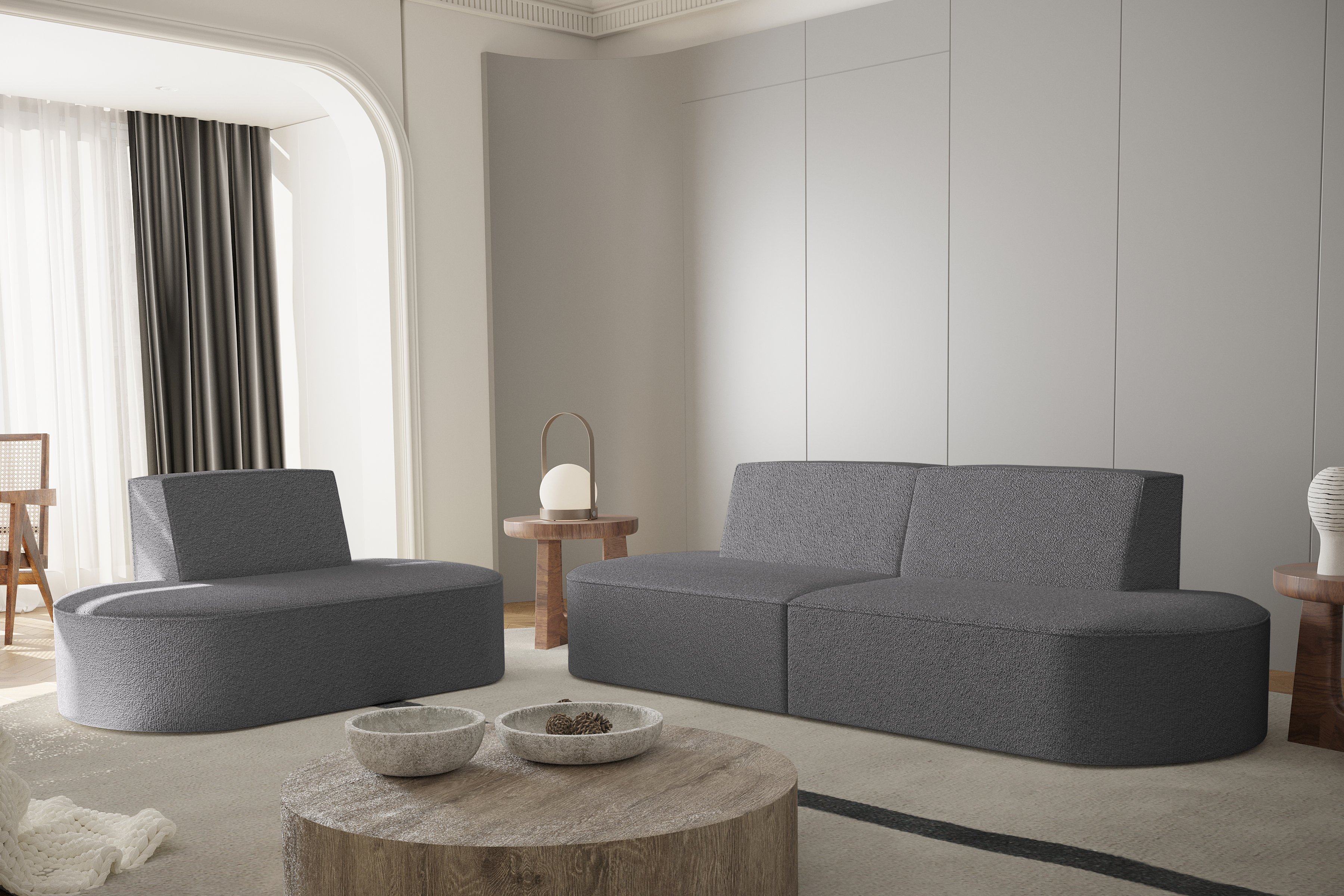 Sessel Dalia 1+2 Set graphite Boucle