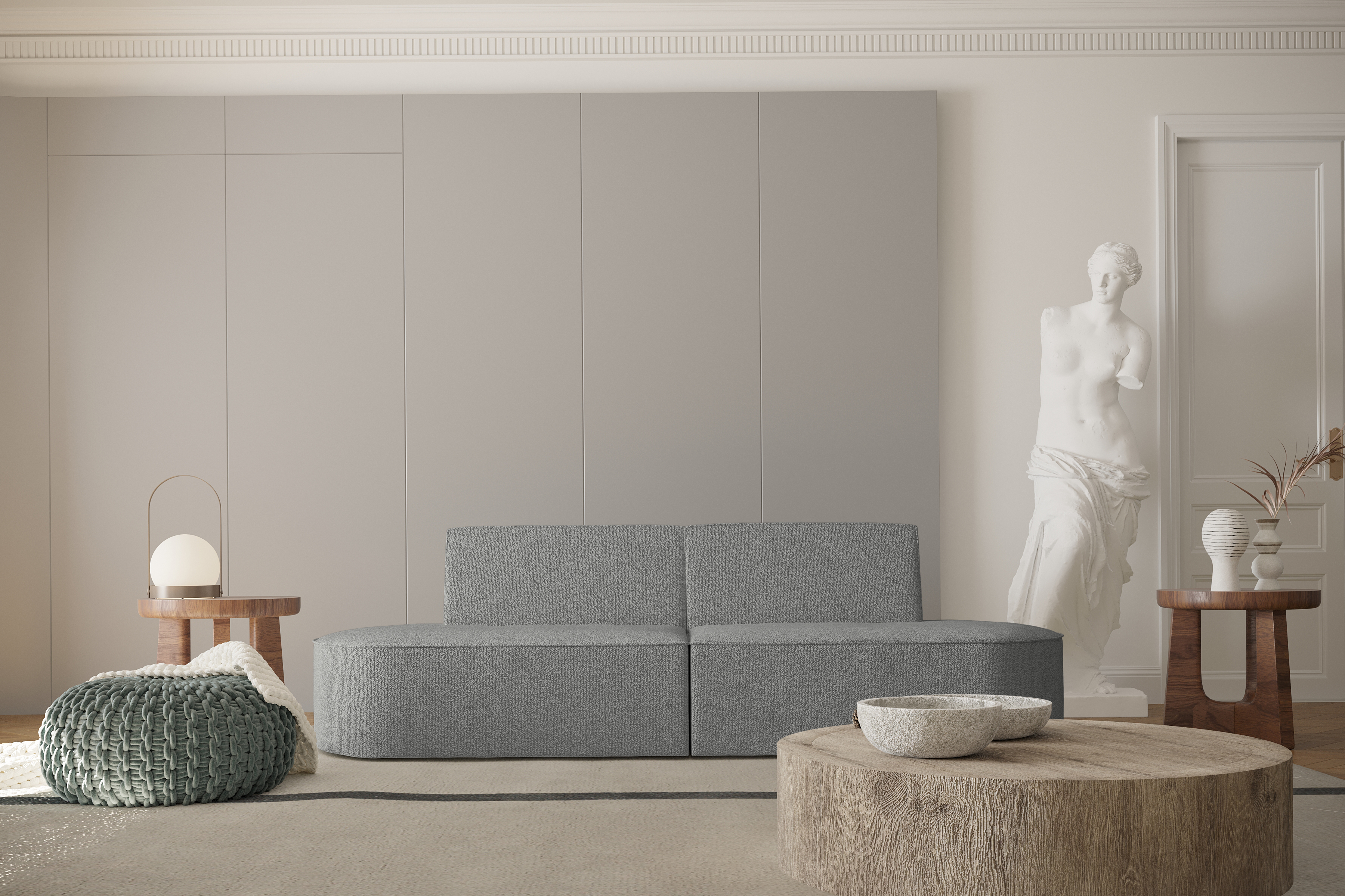 Sofa 2-Sitzer Dalia grau Boucle