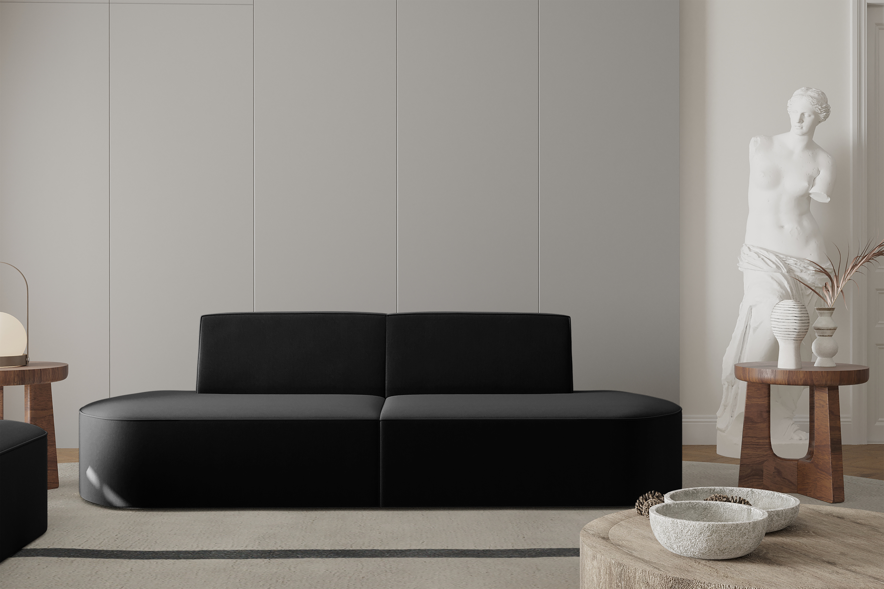 Sofa 2-Sitzer Dalia Schwarz