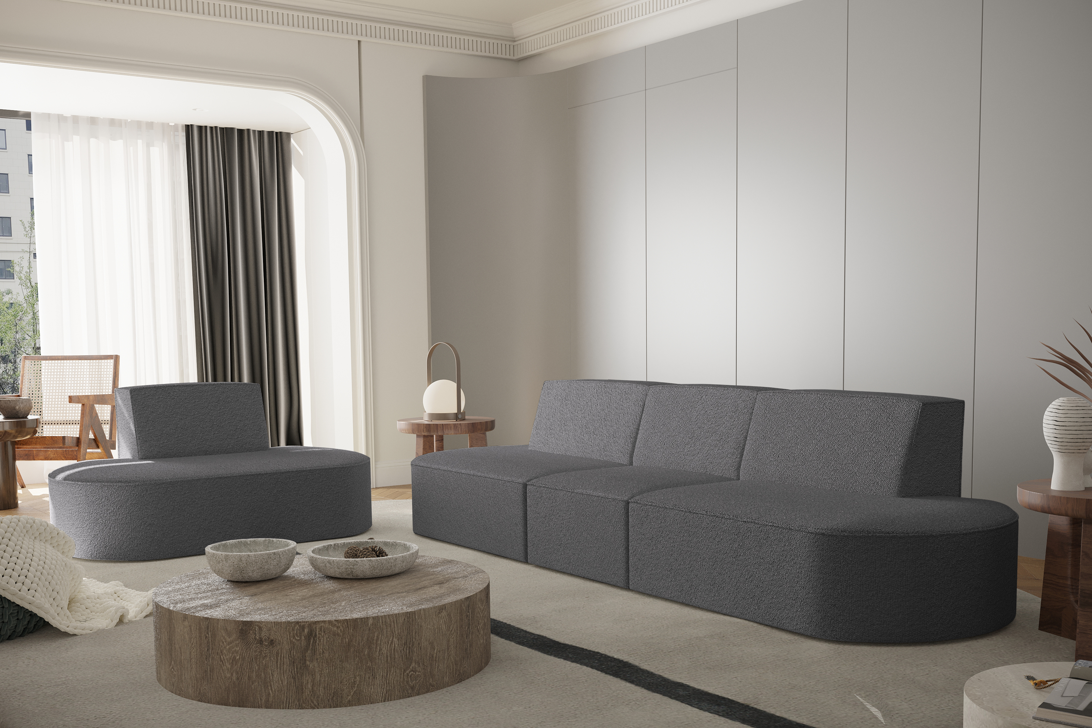 Sessel Dalia 1-Sitzer Graphite Boucle Dekor