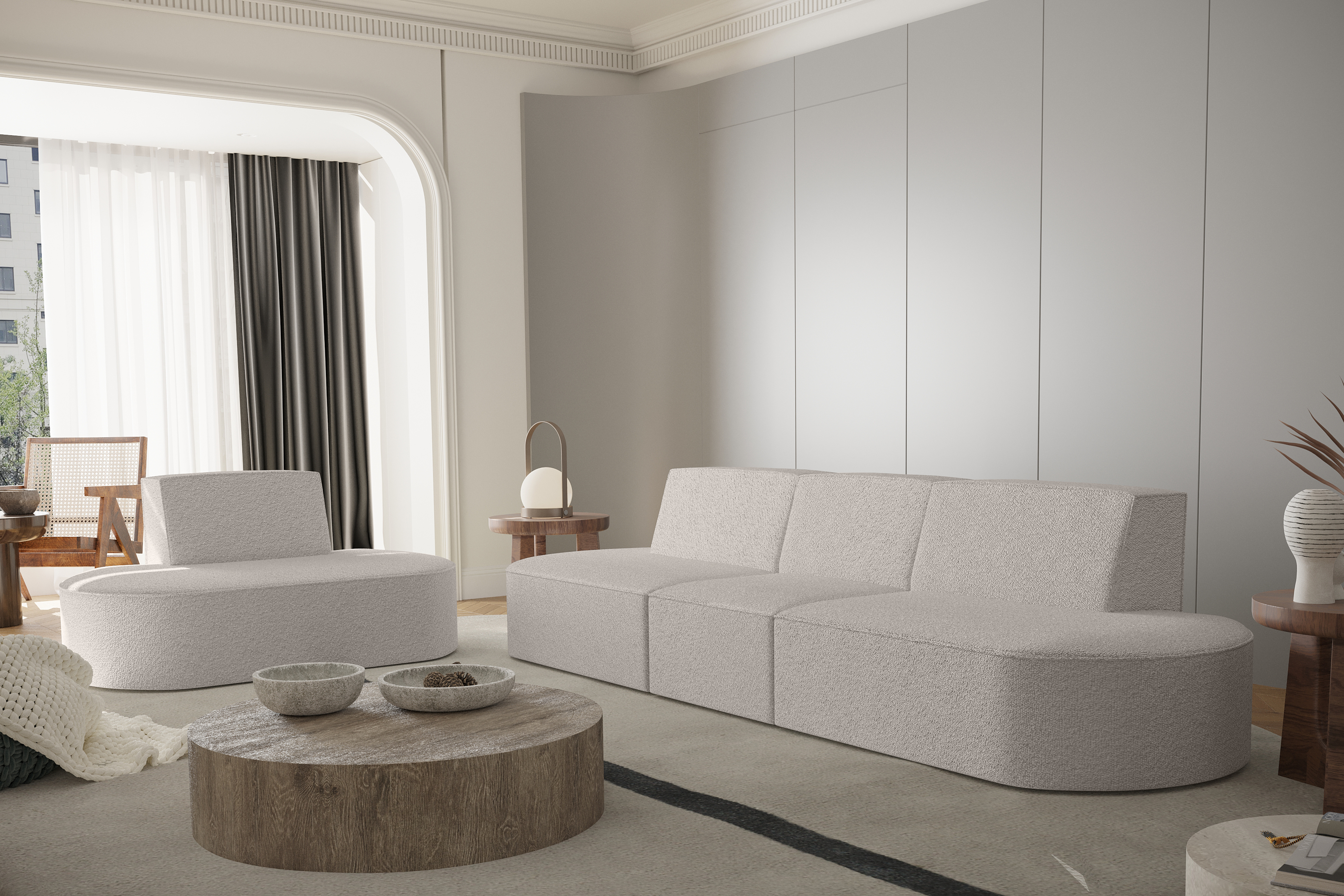 Sessel Dalia 1-Sitzer Beige Boucle Dekor