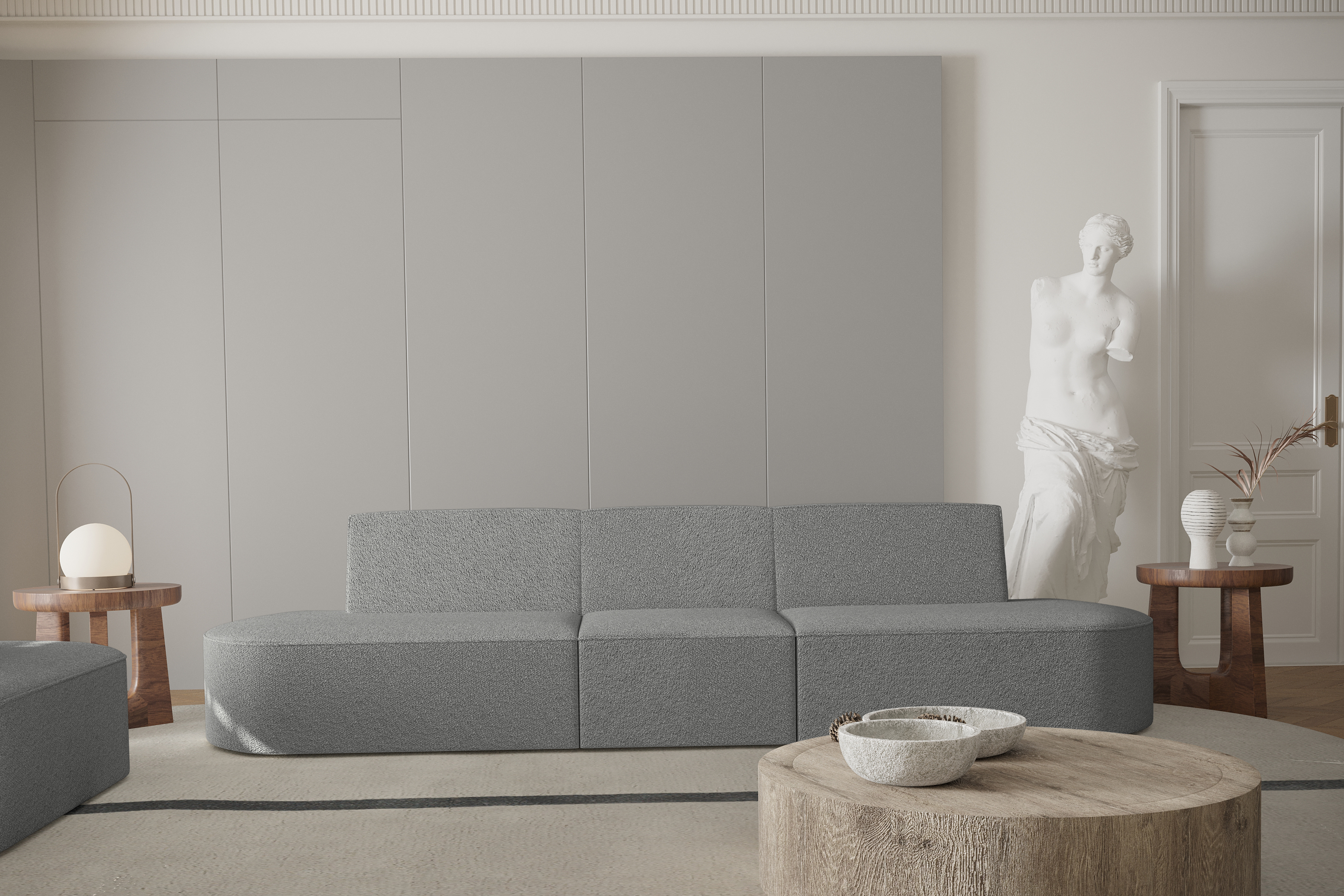 Sofa 3-Sitzer Dalia grau Boucle