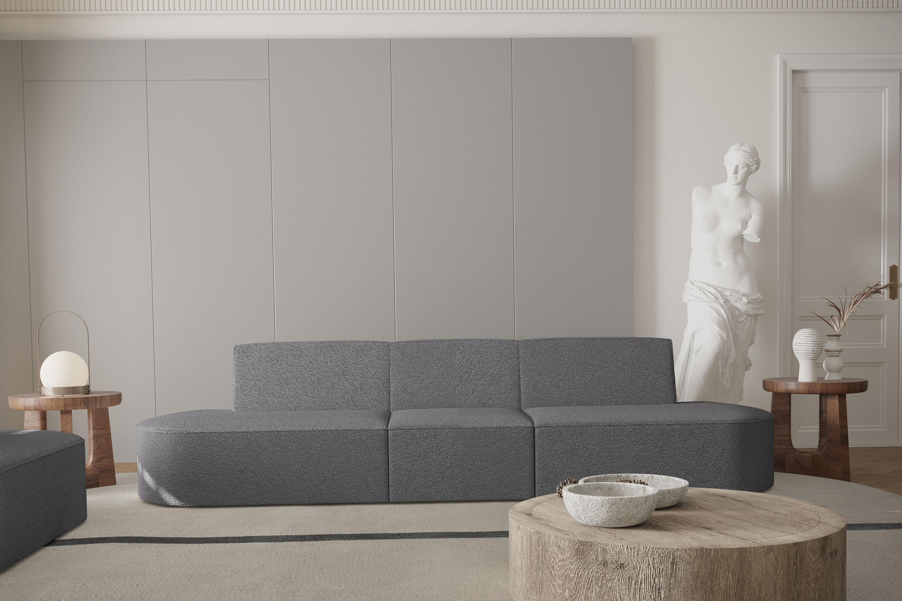 Sofa 3-Sitzer Dalia graphite Boucle
