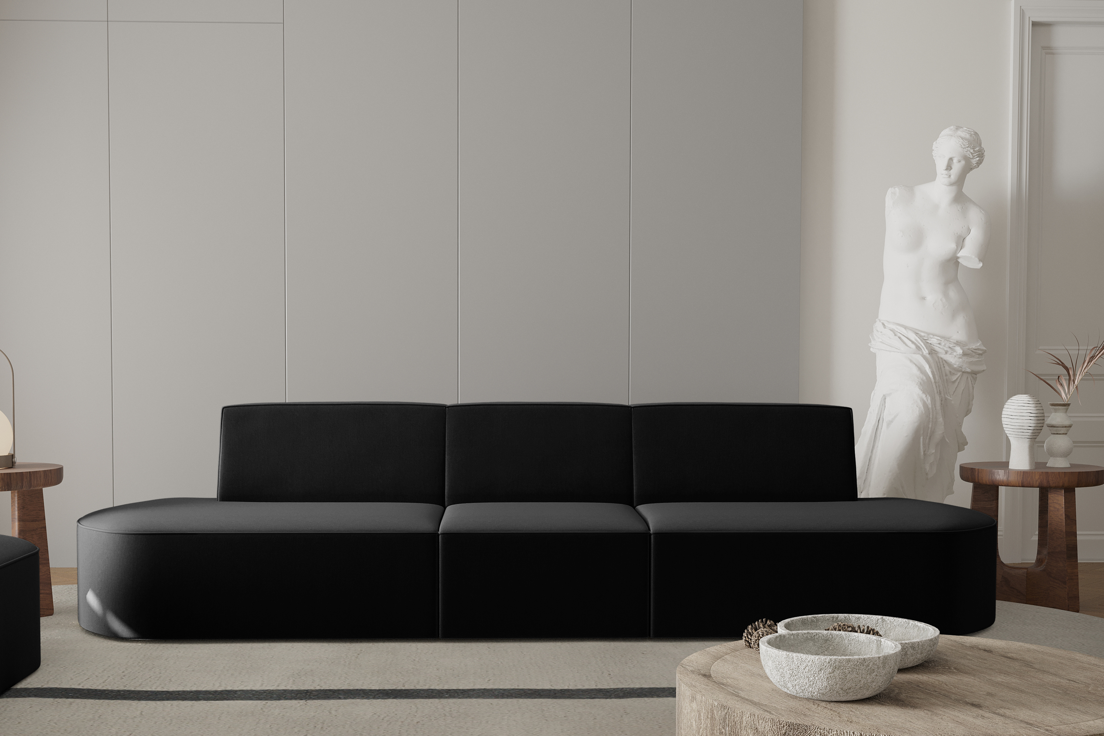 Sofa 3-Sitzer Dalia Schwarz