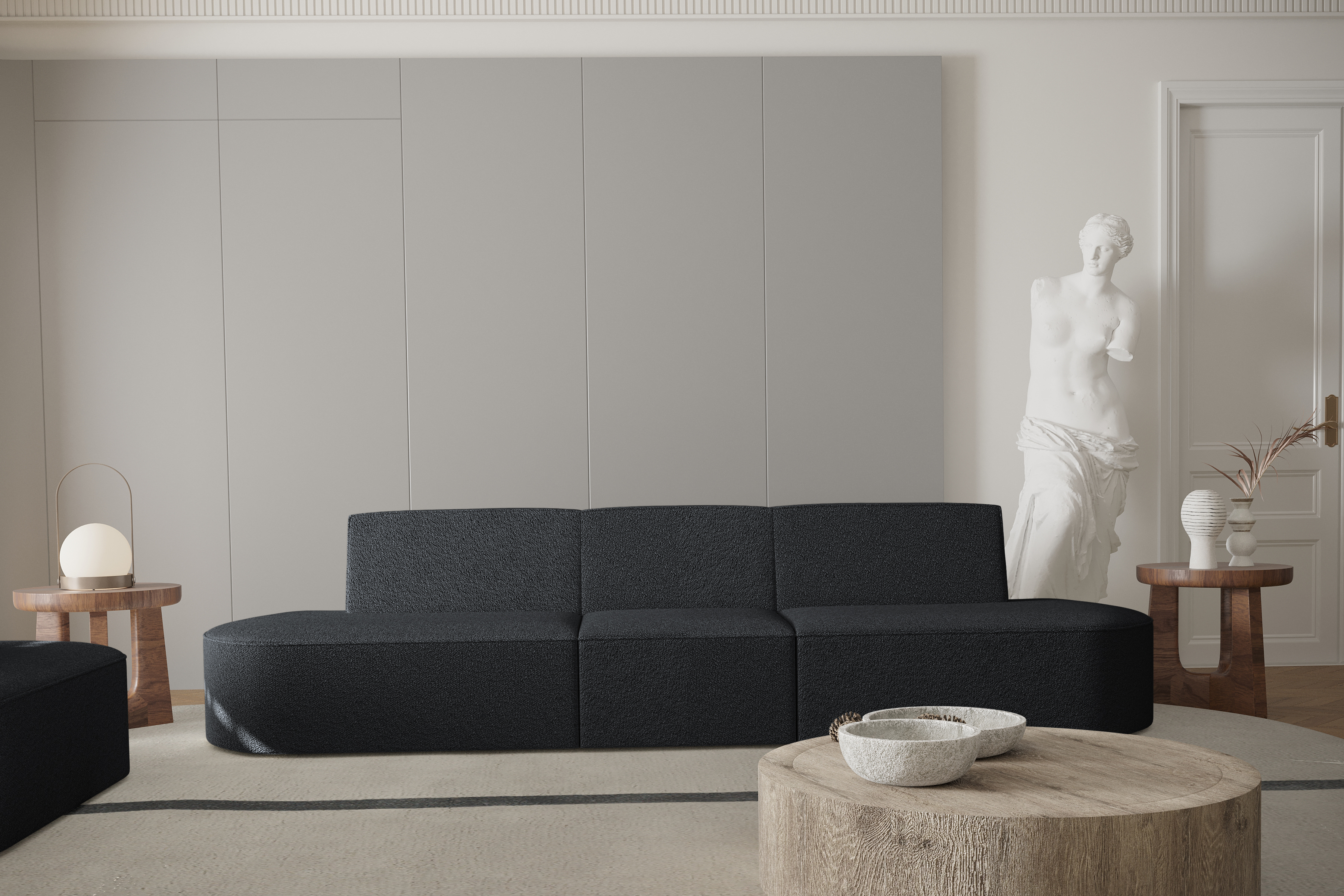 Sofa 3-Sitzer Dalia schwarz Boucle