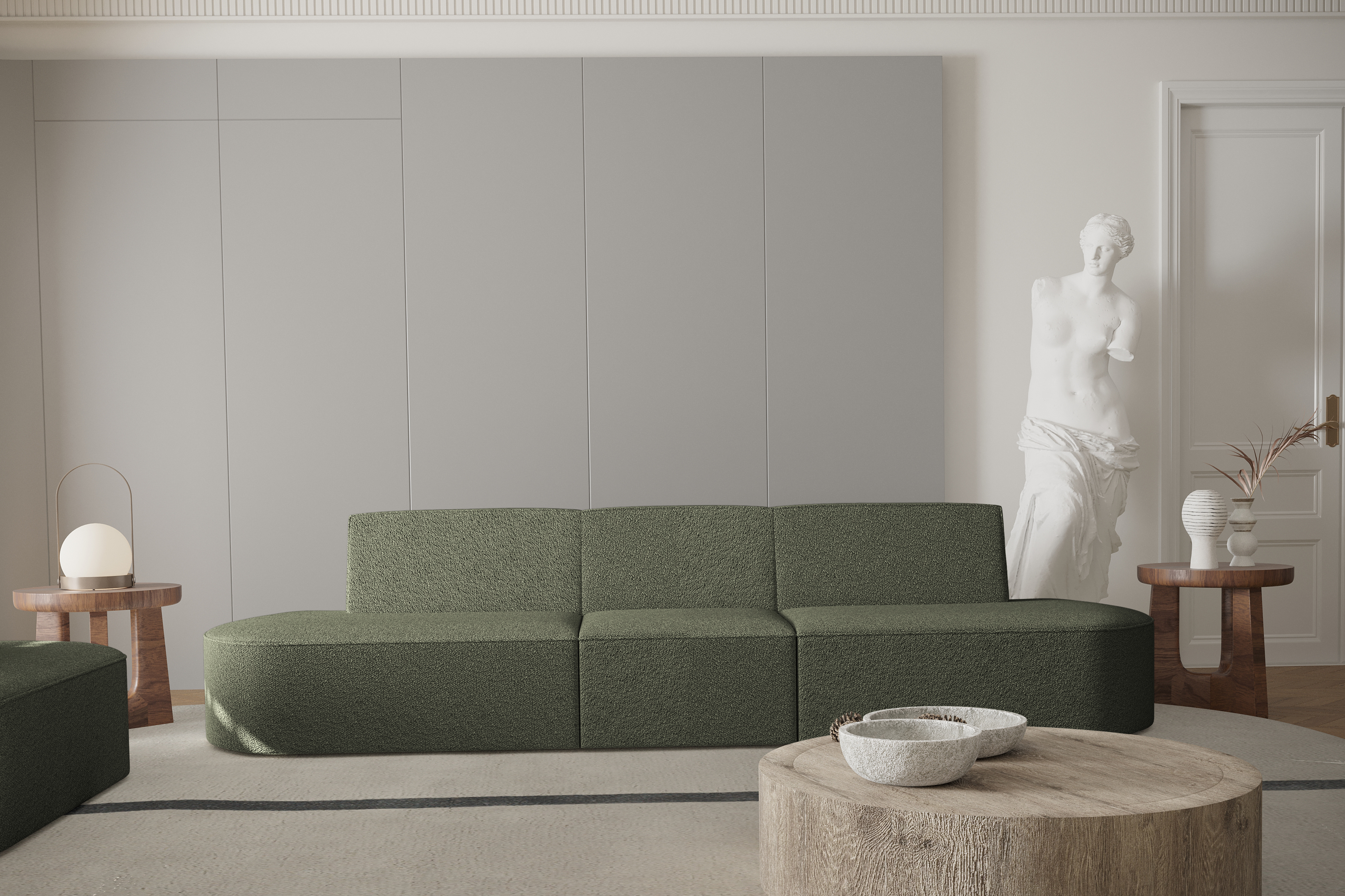 Sofa 3-Sitzer Dalia dunkelgrün Boucle