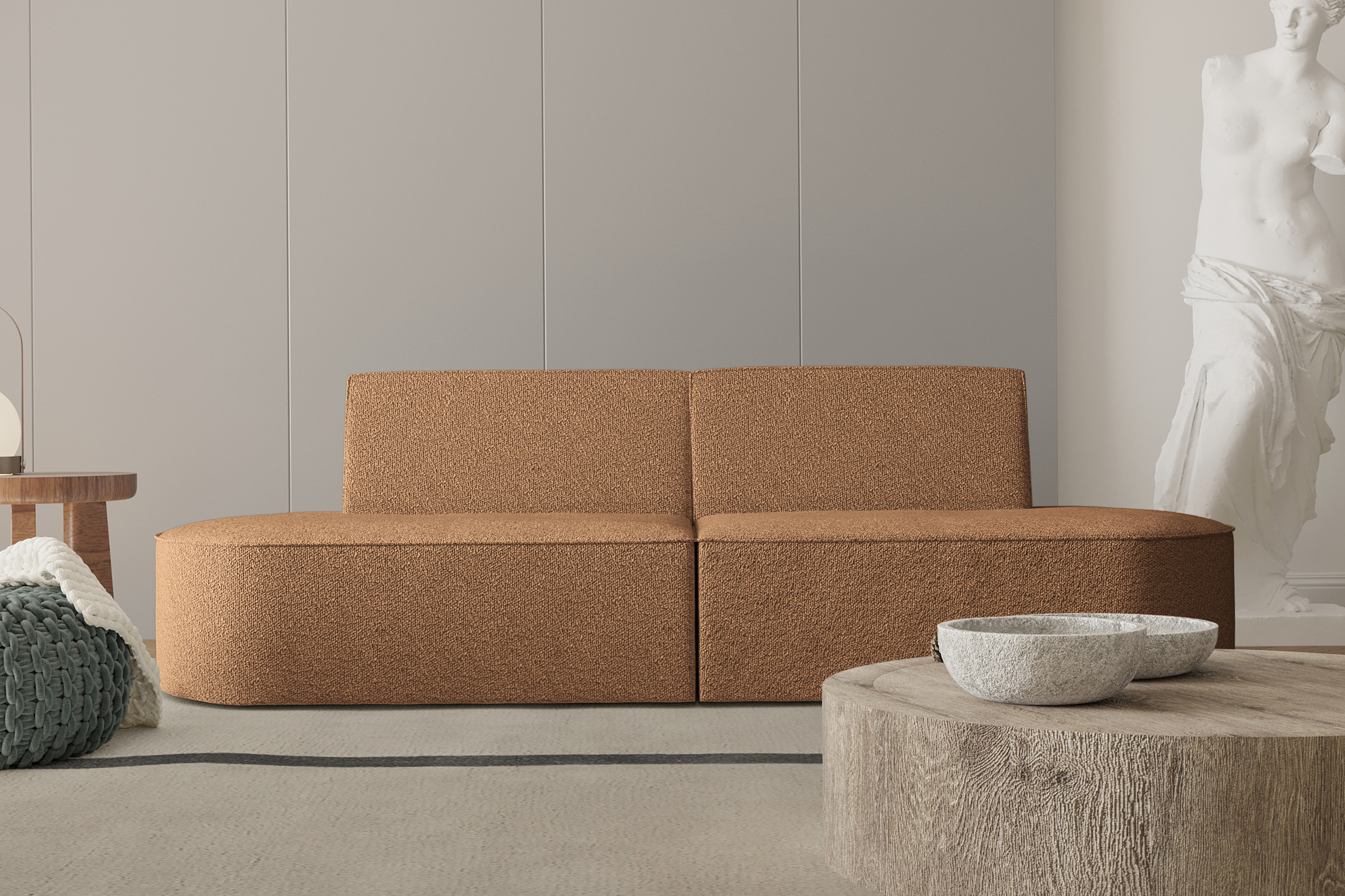 Sofa 2-Sitzer Dalia Kupfer Orange Boucle