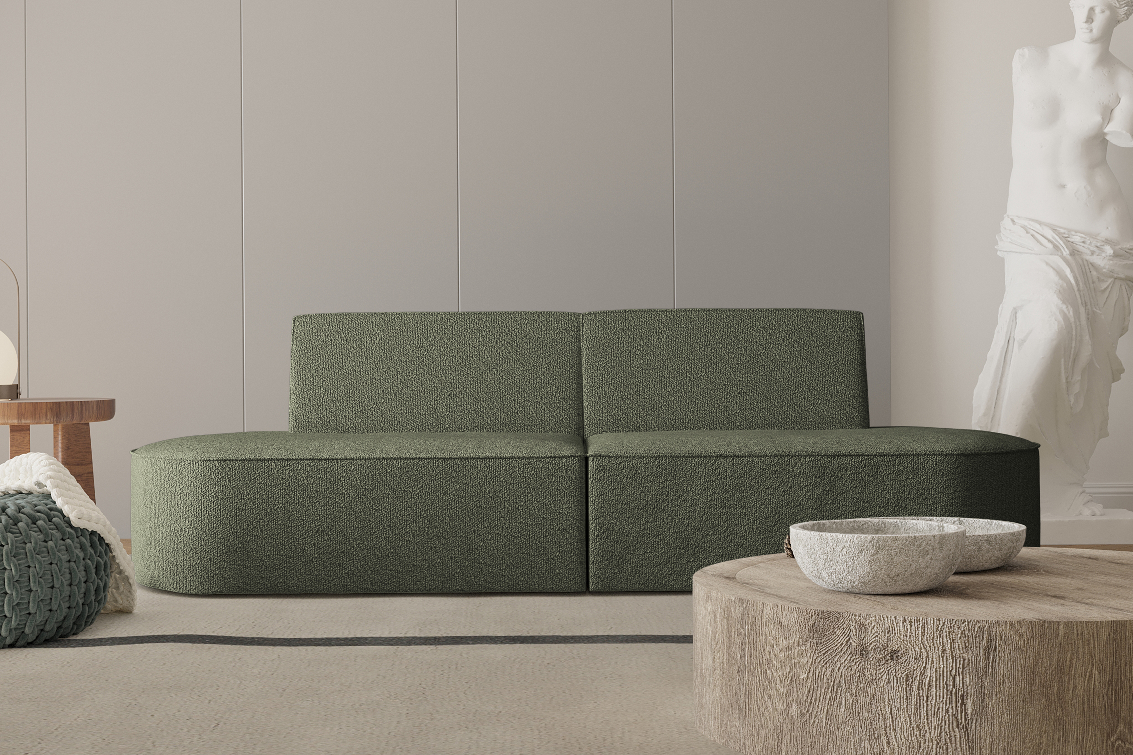 Sofa 2-Sitzer Dalia dunkelgrün Boucle