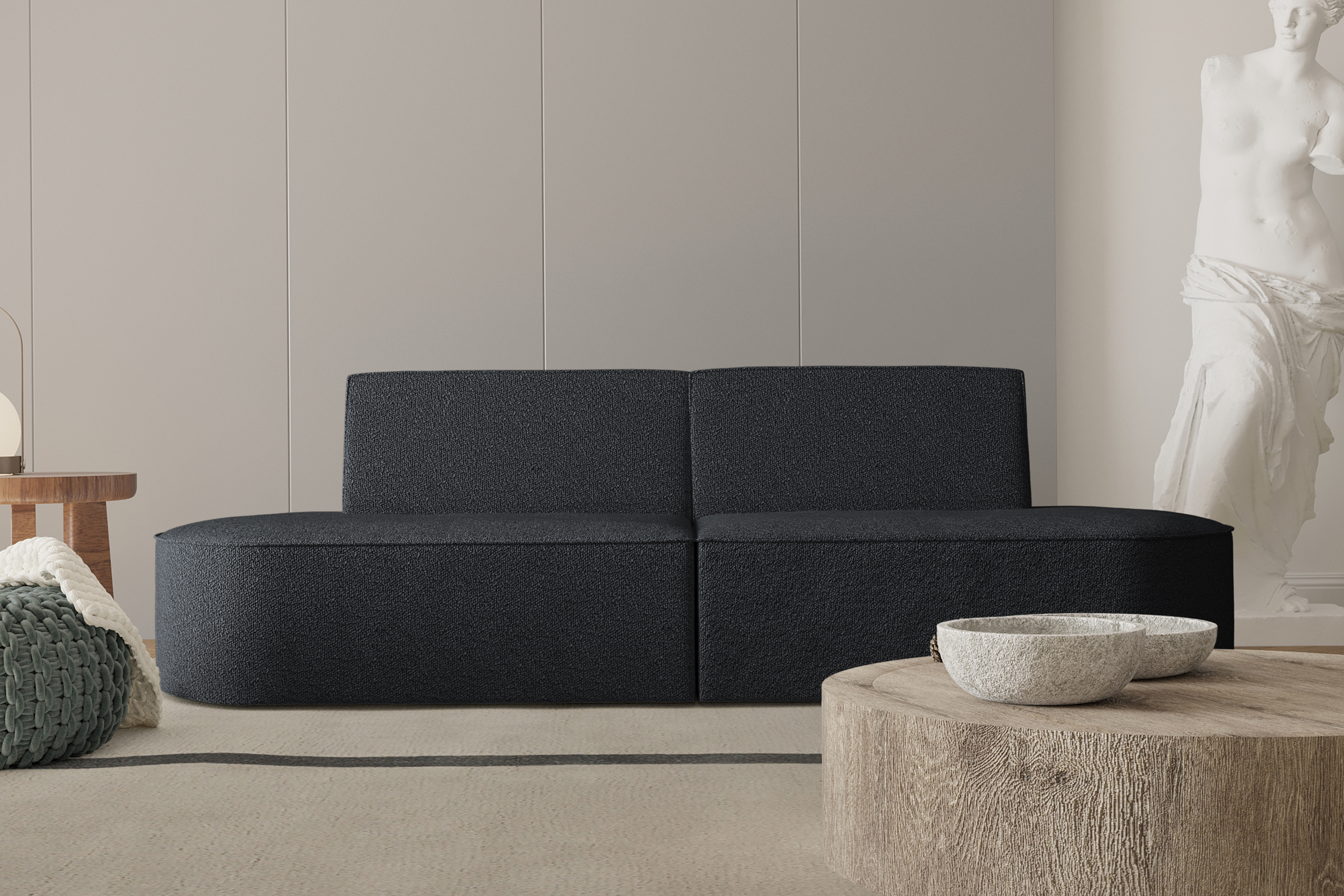 Sofa 2-Sitzer Dalia schwarz Boucle