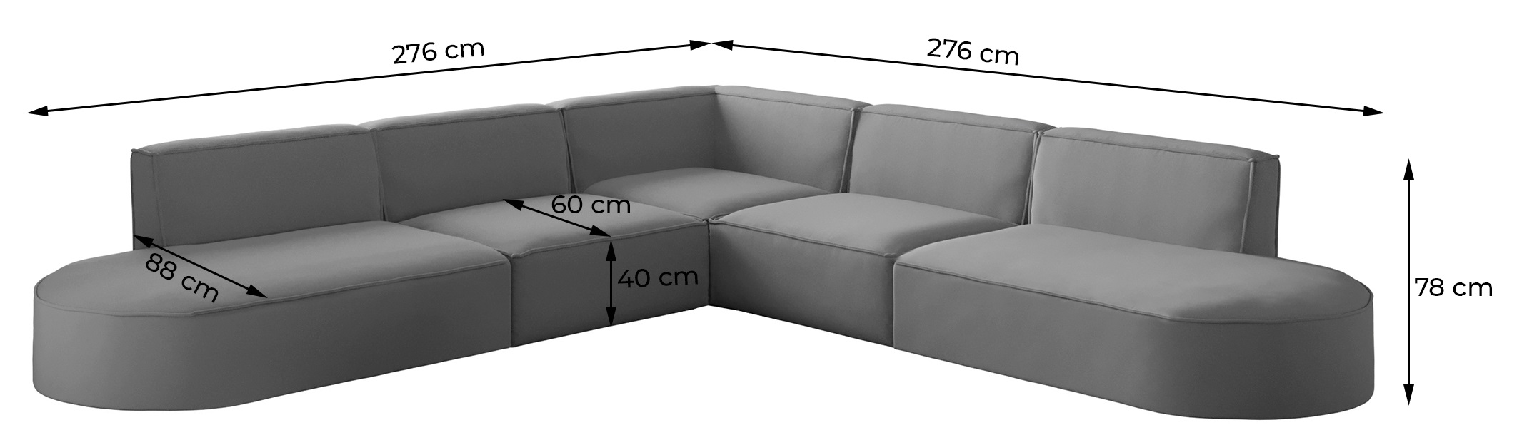 Ecksofa PARMA CORNER Maße