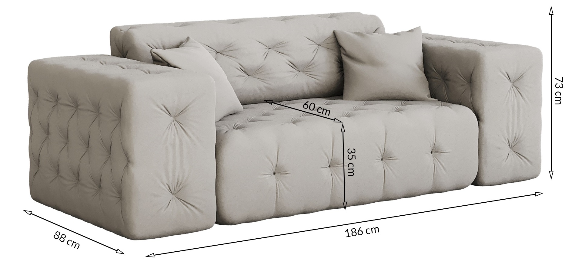 Abmessungen Sofa Modest 2-sitzer