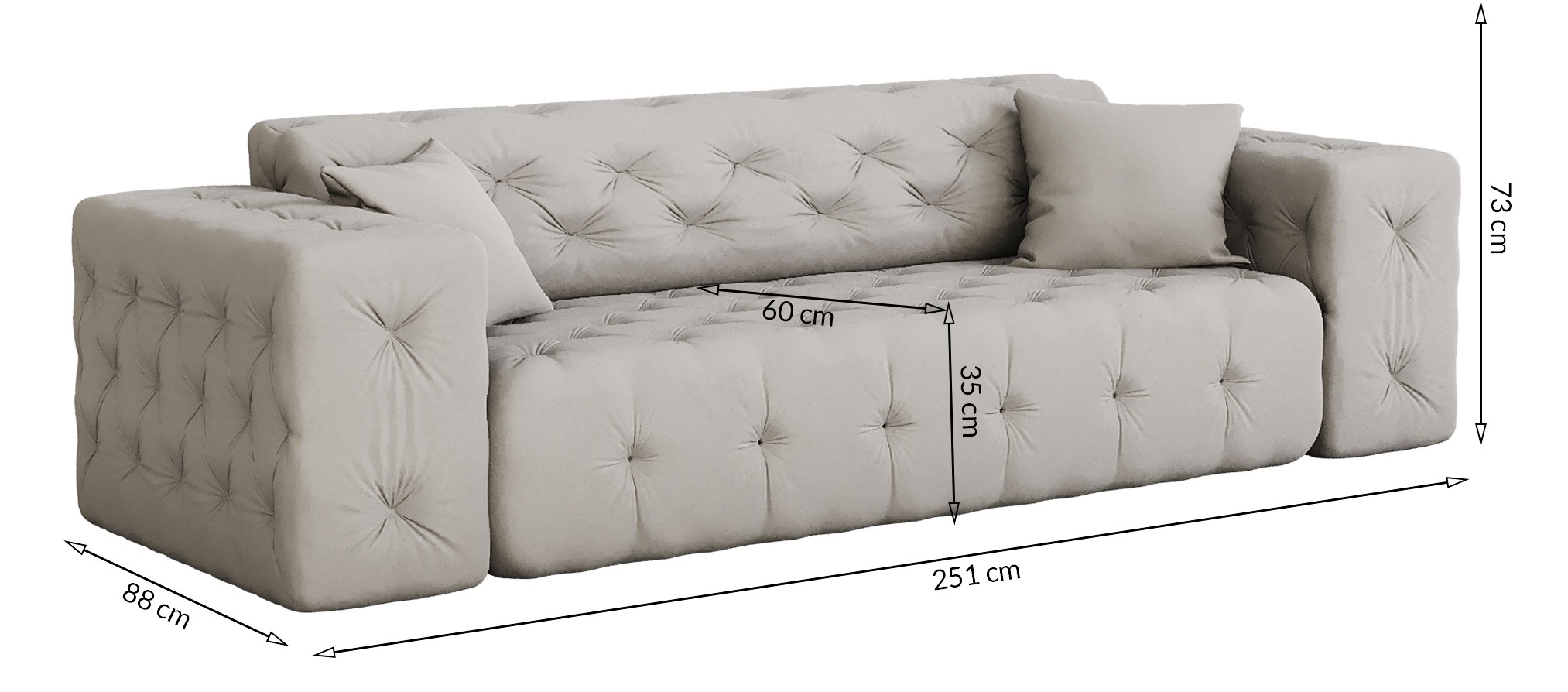 Abmessungen Sofa Modest 3-sitzer
