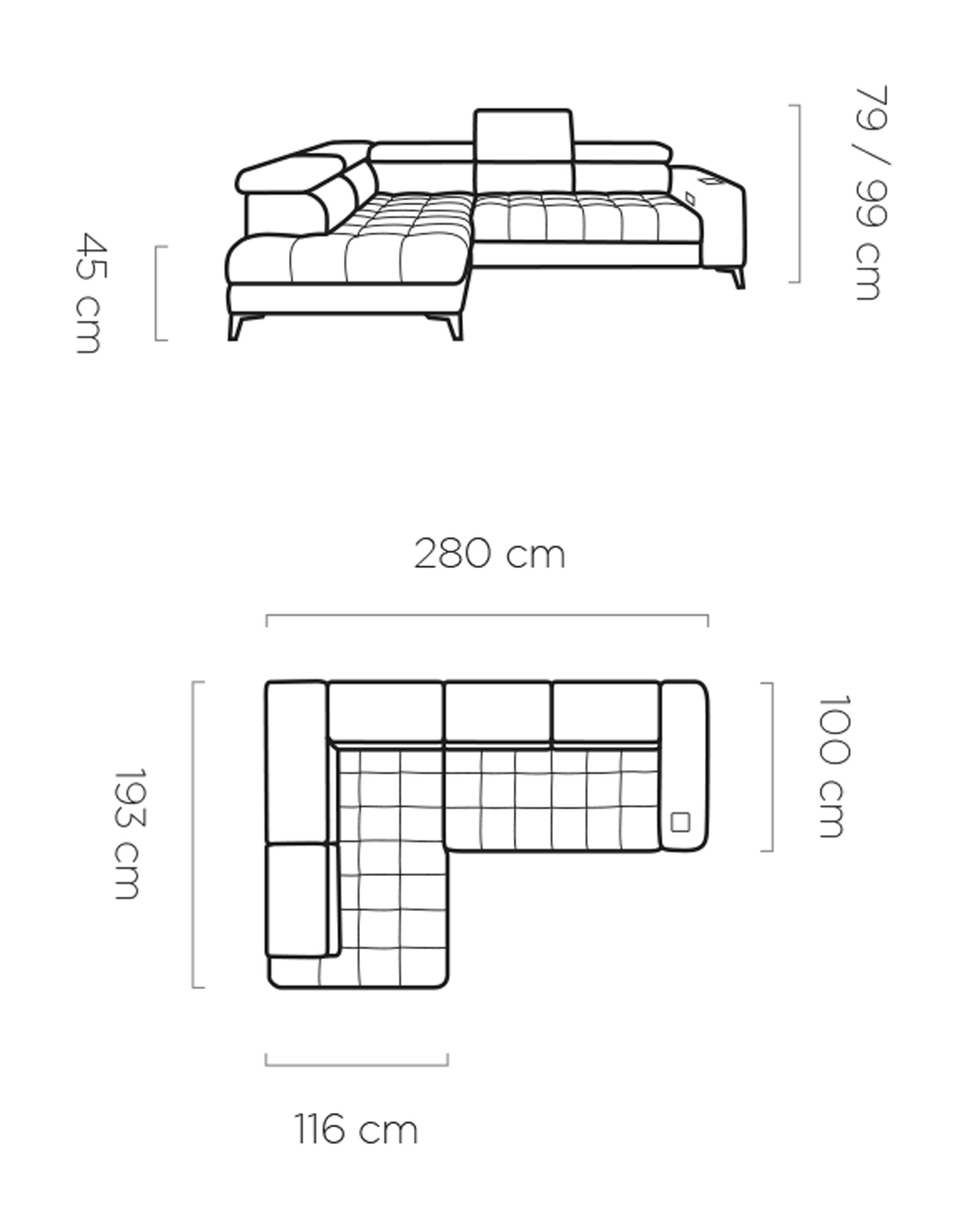 Ecksofa Astola Abmessungen