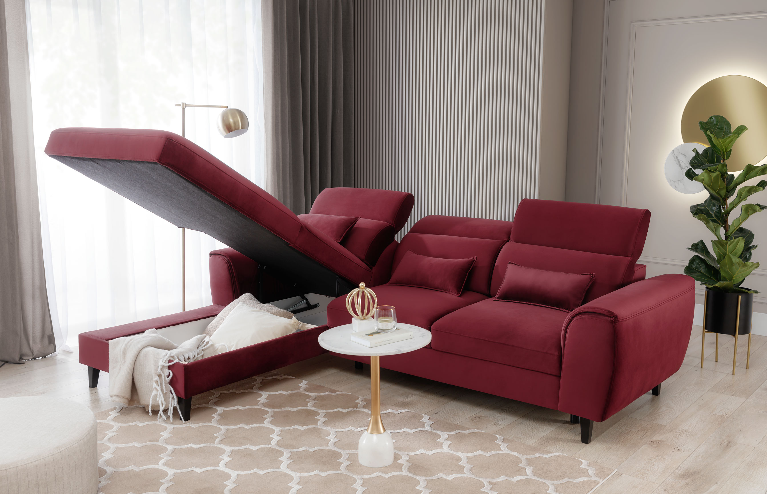 Ecksofa FOBLE rot Bettkasten