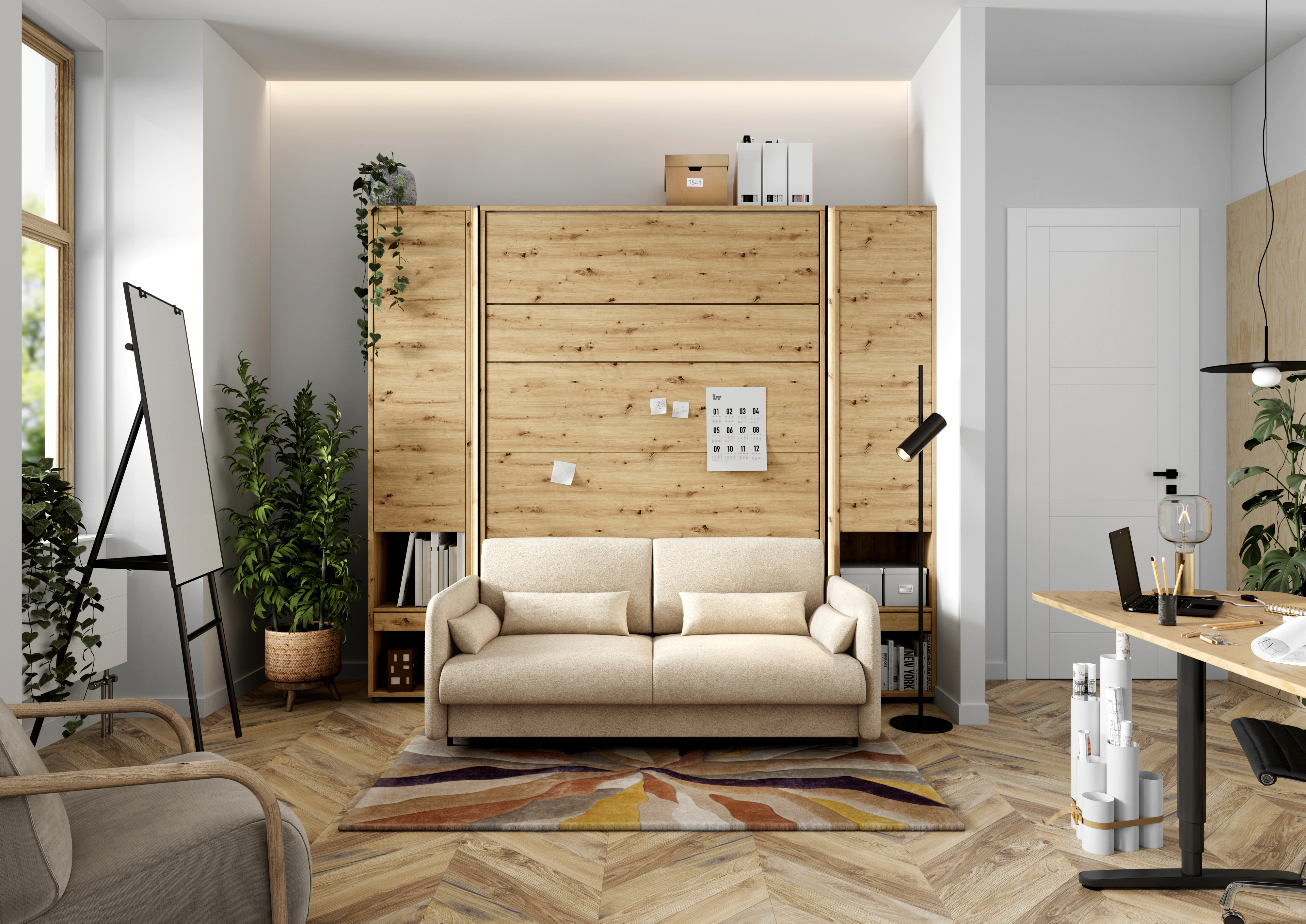 Bed Concept Eiche Artisan Sofa beige