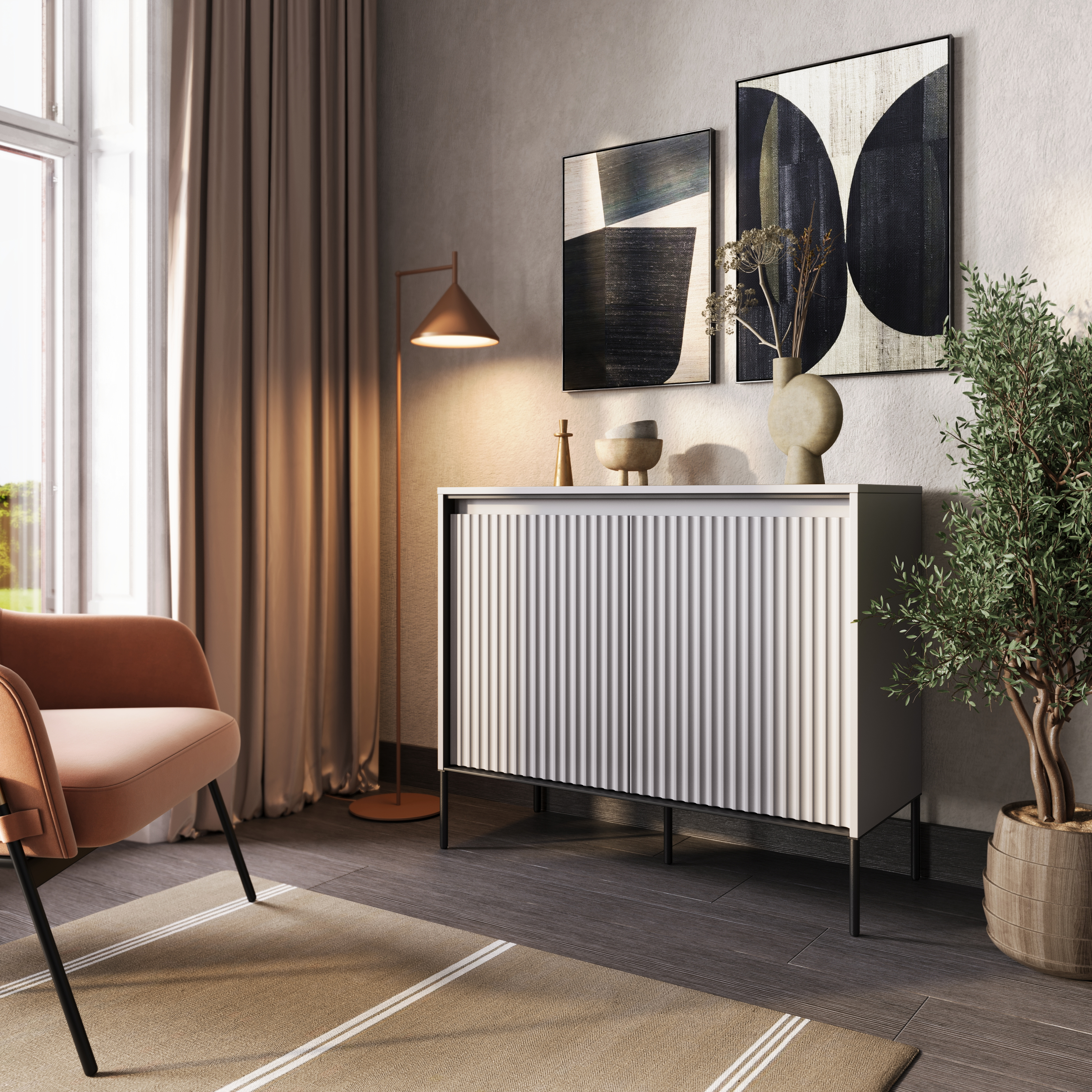 TREND Kommode 2 Grau Dekor
