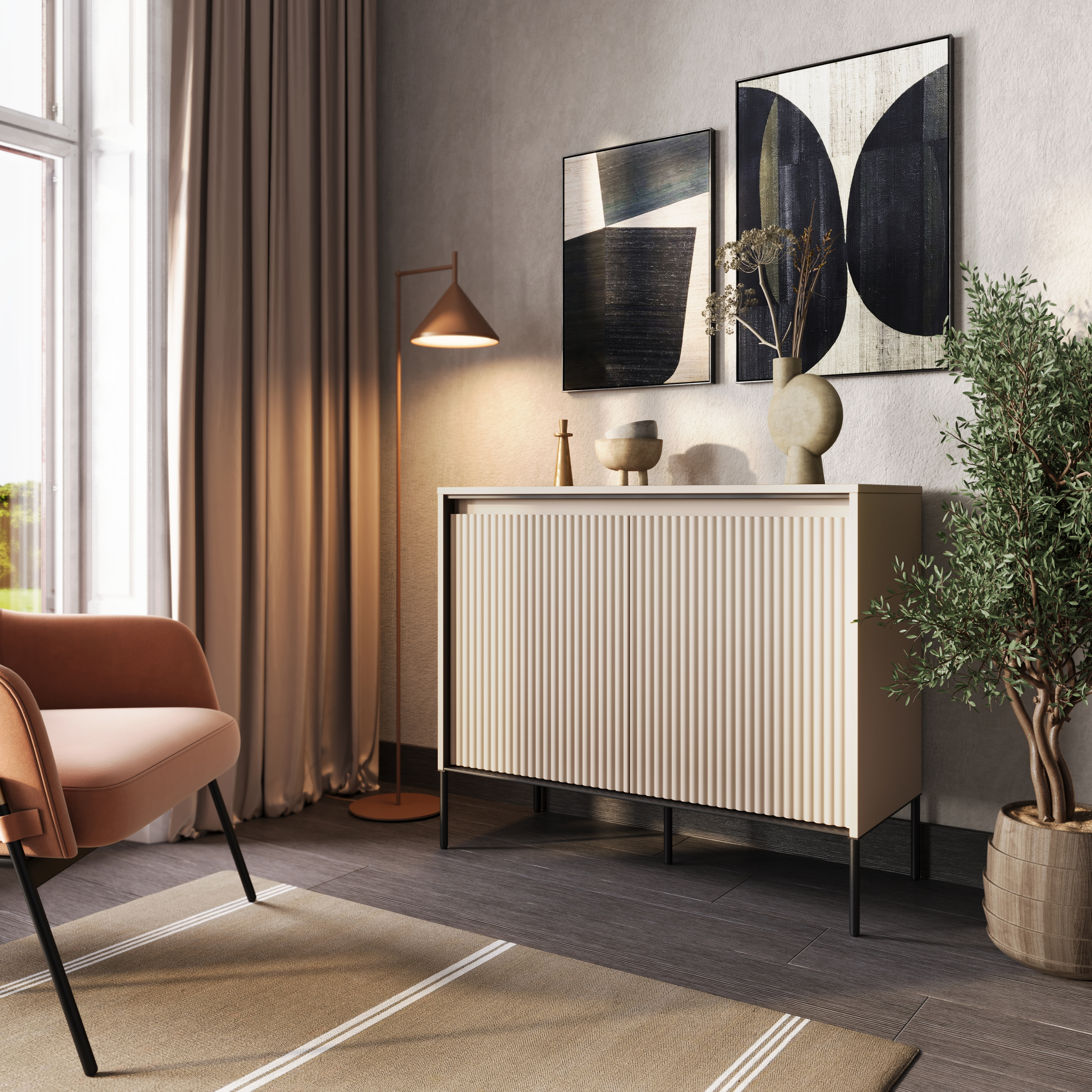 TREND Kommode 2 Sandbeige Dekor
