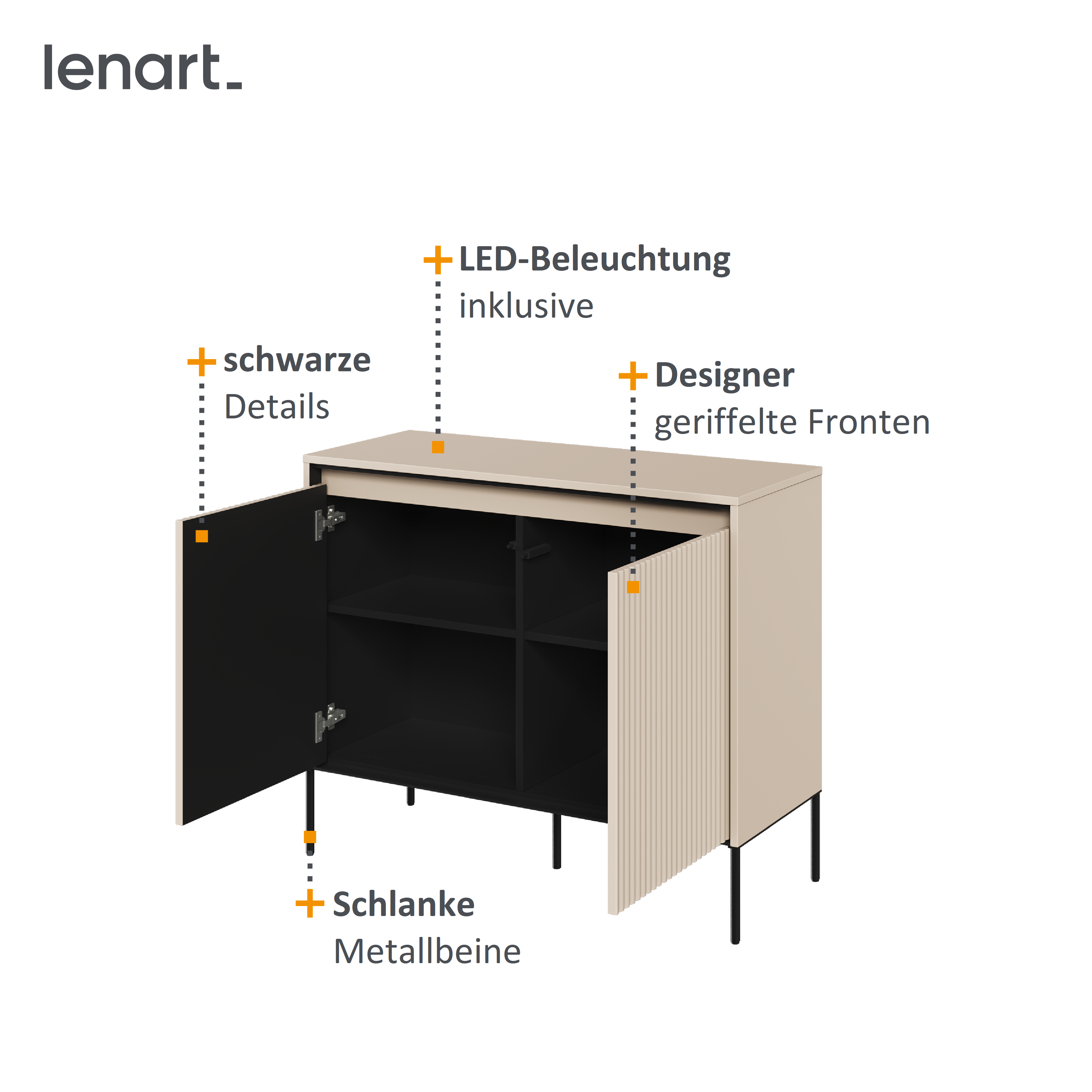 Trend Kommode 2 Sandbeige Spezifikation