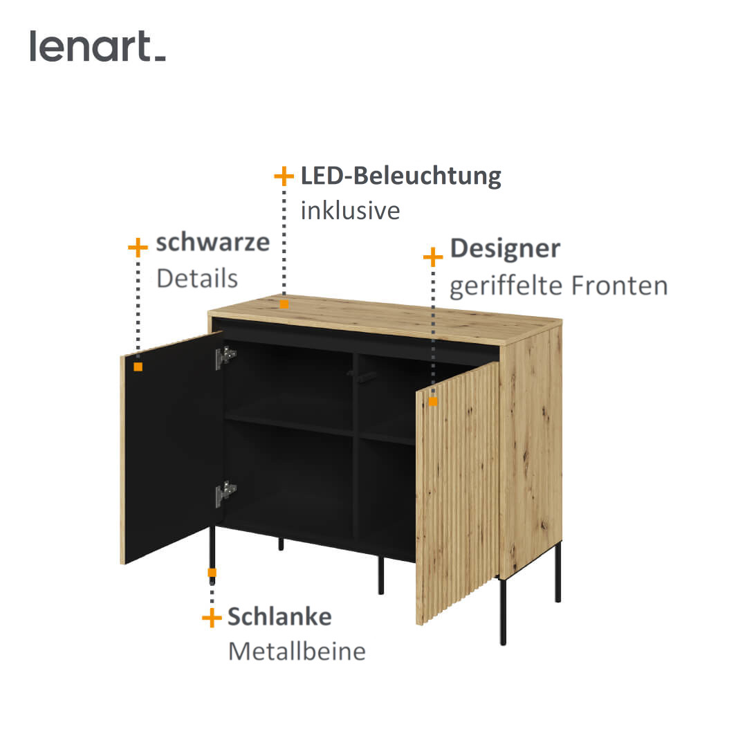 Trend Kommode 2 Eiche Artisan Spezifikation