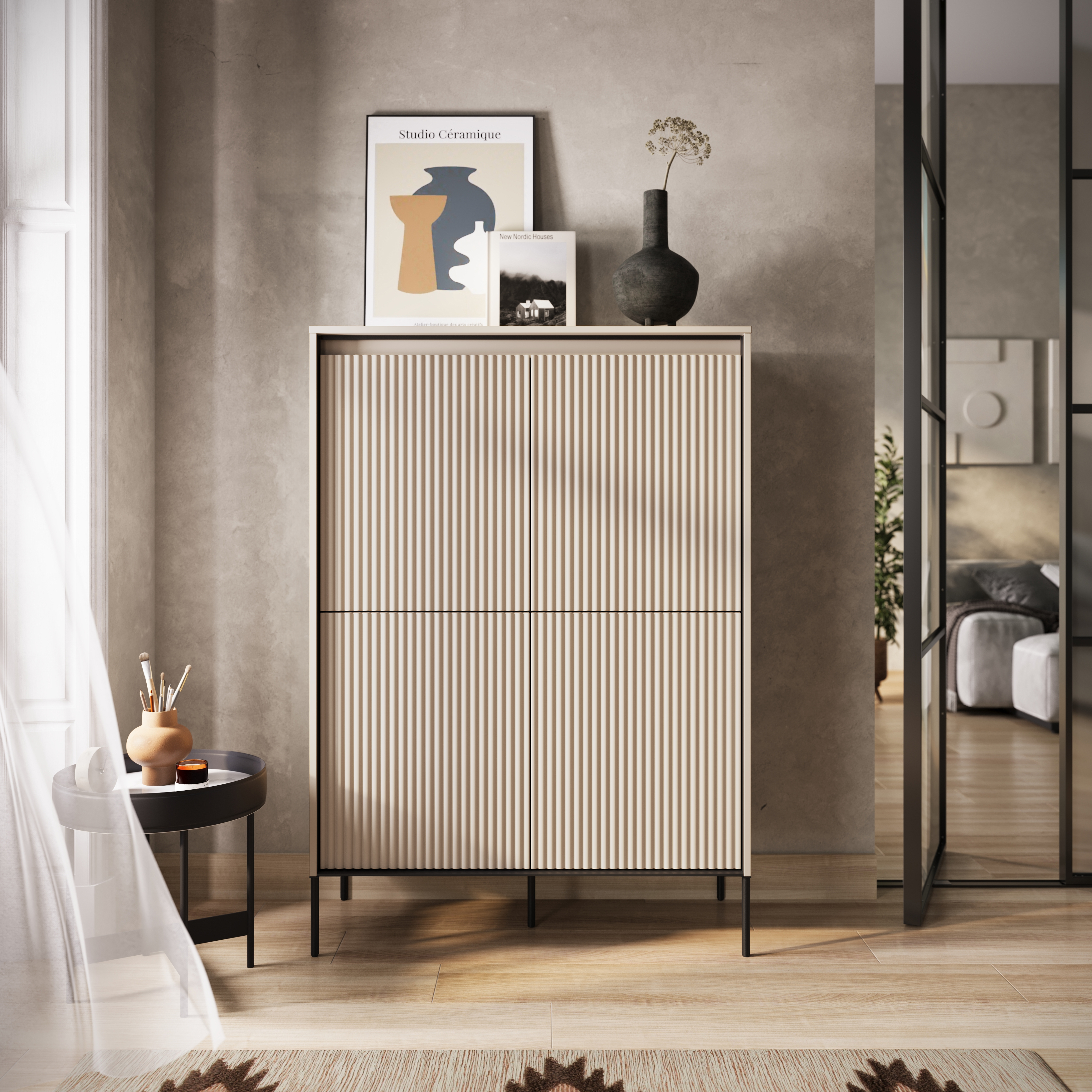 TREND Kommode 3 Sandbeige Dekor
