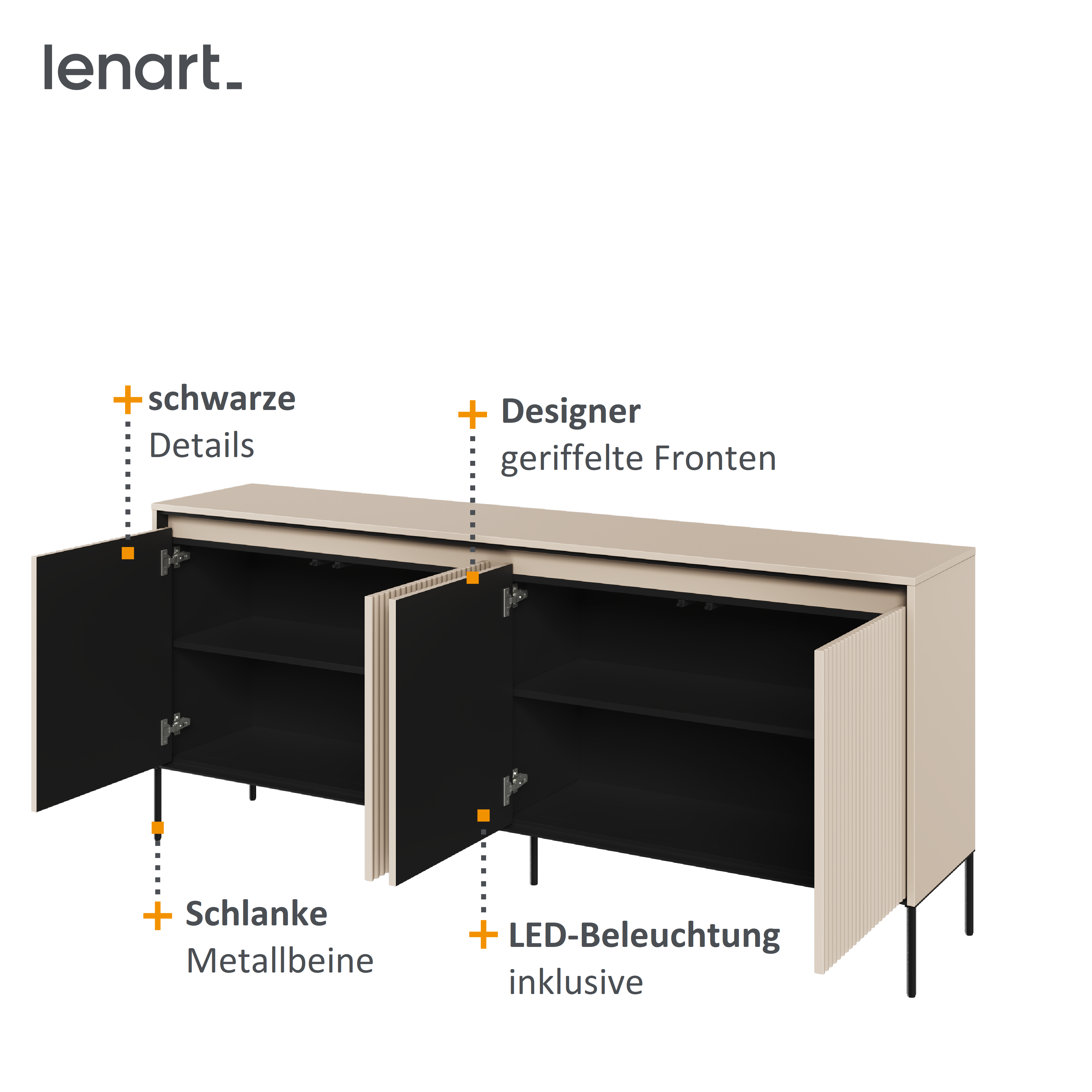 Trend Kommode 4 Sandbeige Spezifikation