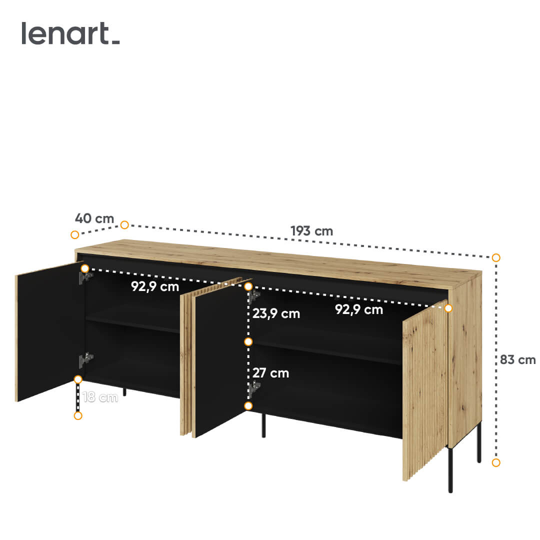 Trend Kommode 4 Eiche Artisan Abmessungen