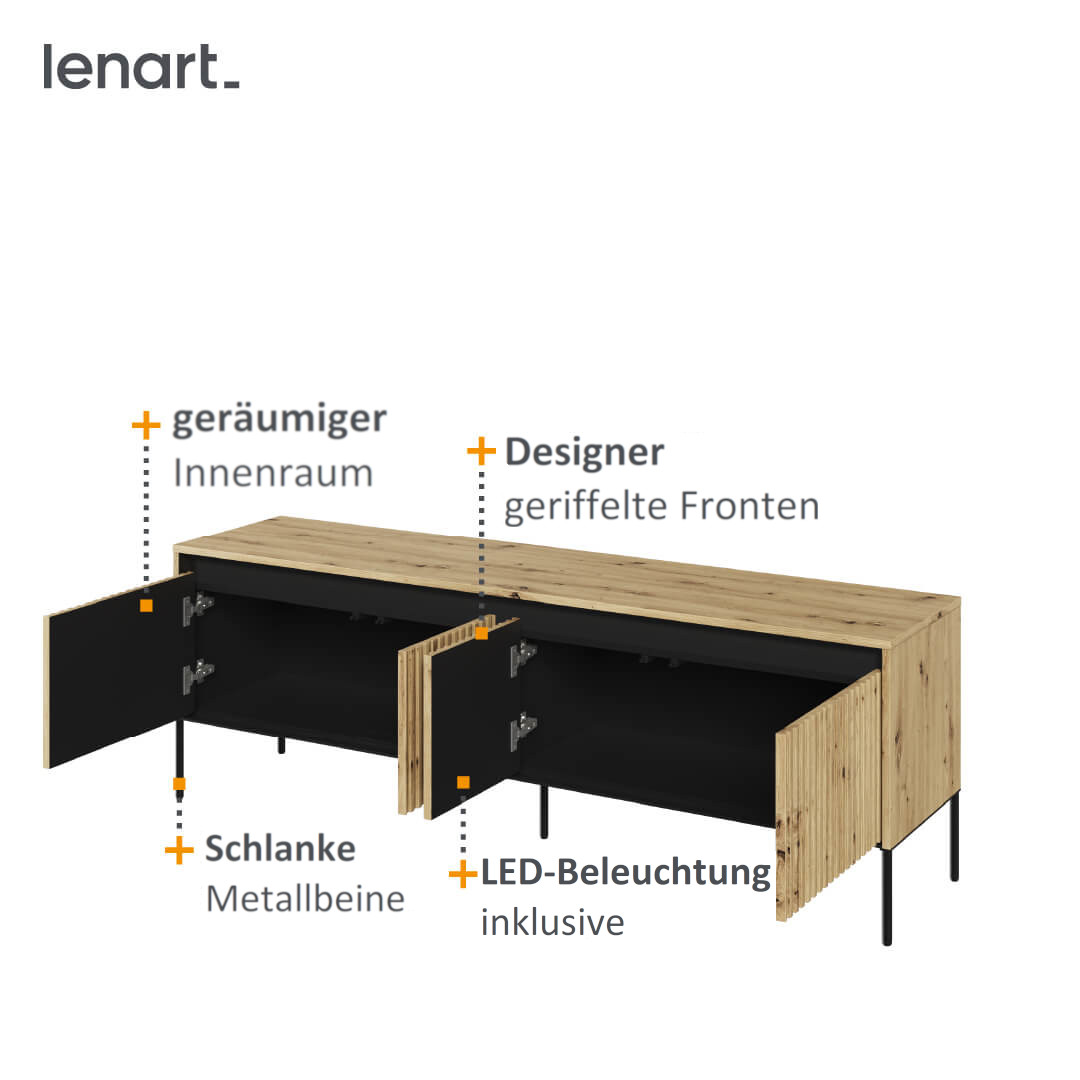 Trend 5 Eiche Artisan TV-Schrank Spezifikation