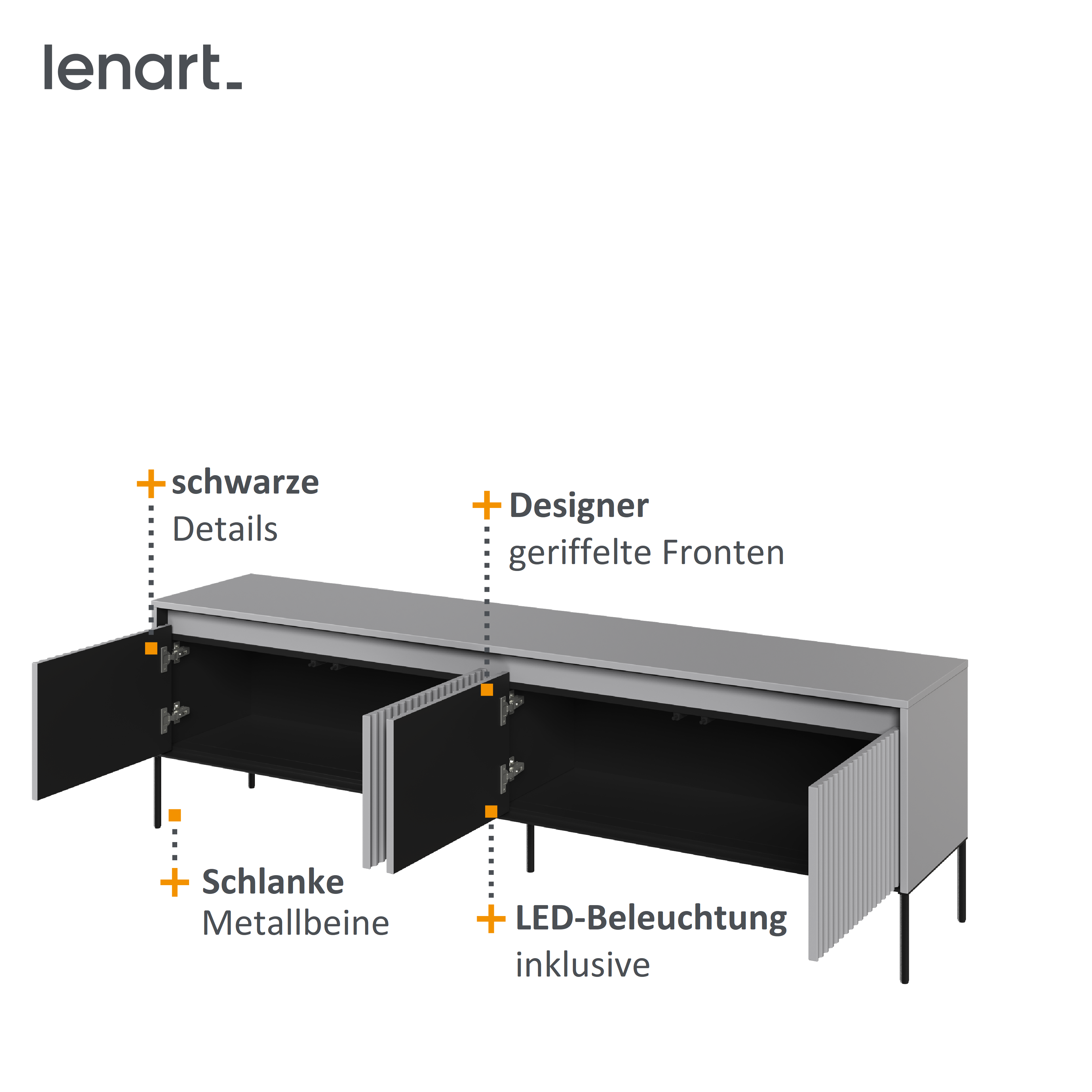 Trend 6 TV-Schrank Grau Spezifikation