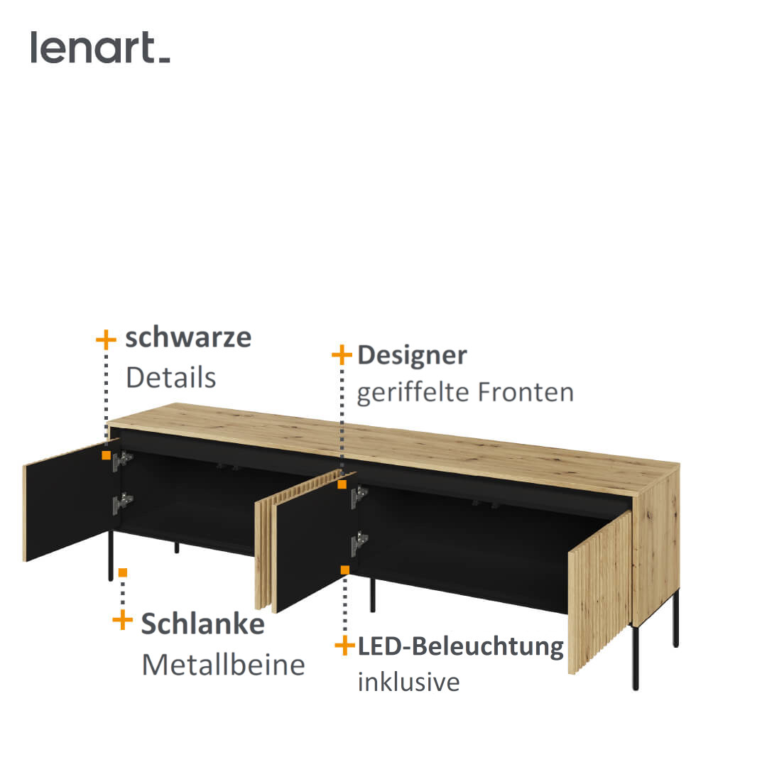 Trend 6 TV-Schrank Eiche Artisan Spezifikation
