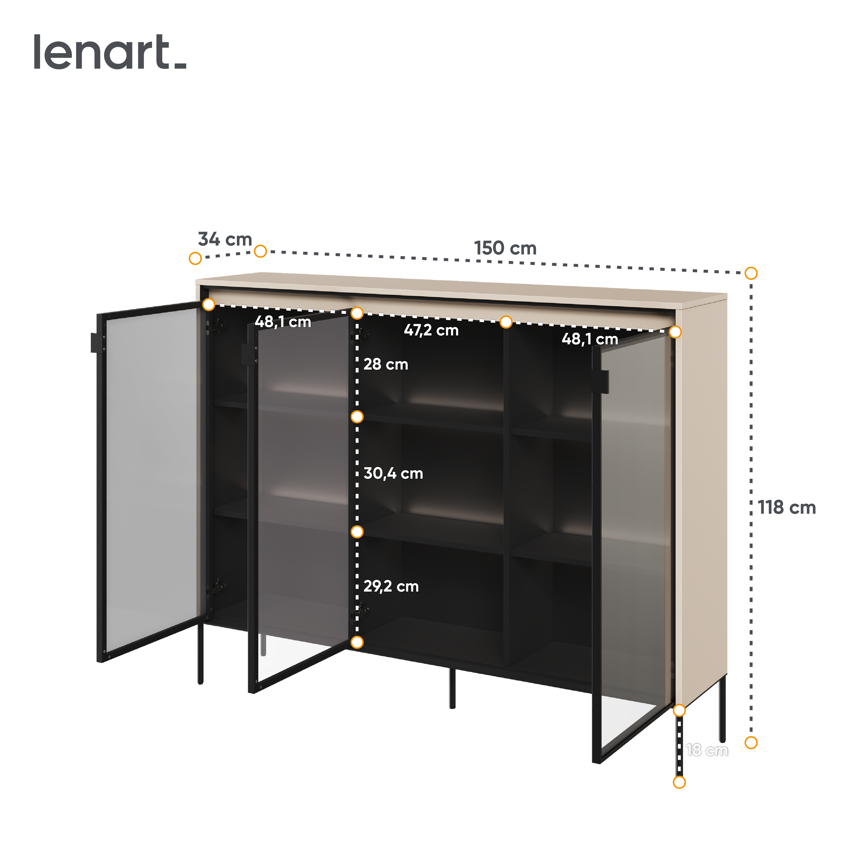 Trend 8 Vitrine Sanbeige Abmessungen