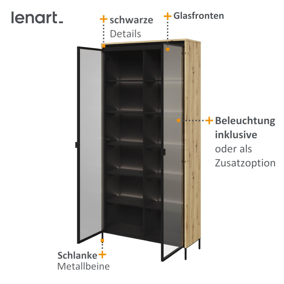 Trend 7 Vitrine Eiche Artisan Spezifikation