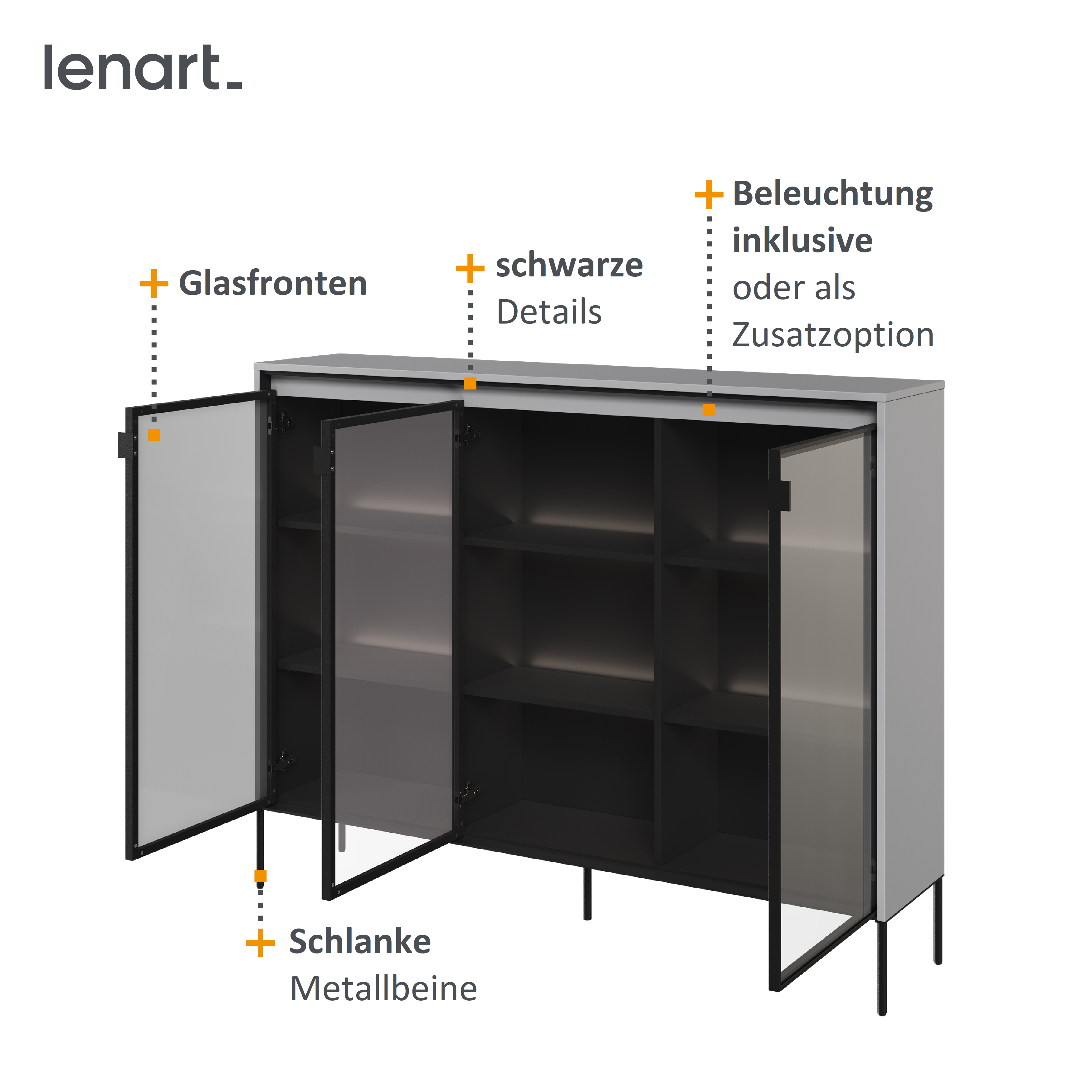 Trend 8 Vitrine Grau Spezifikation