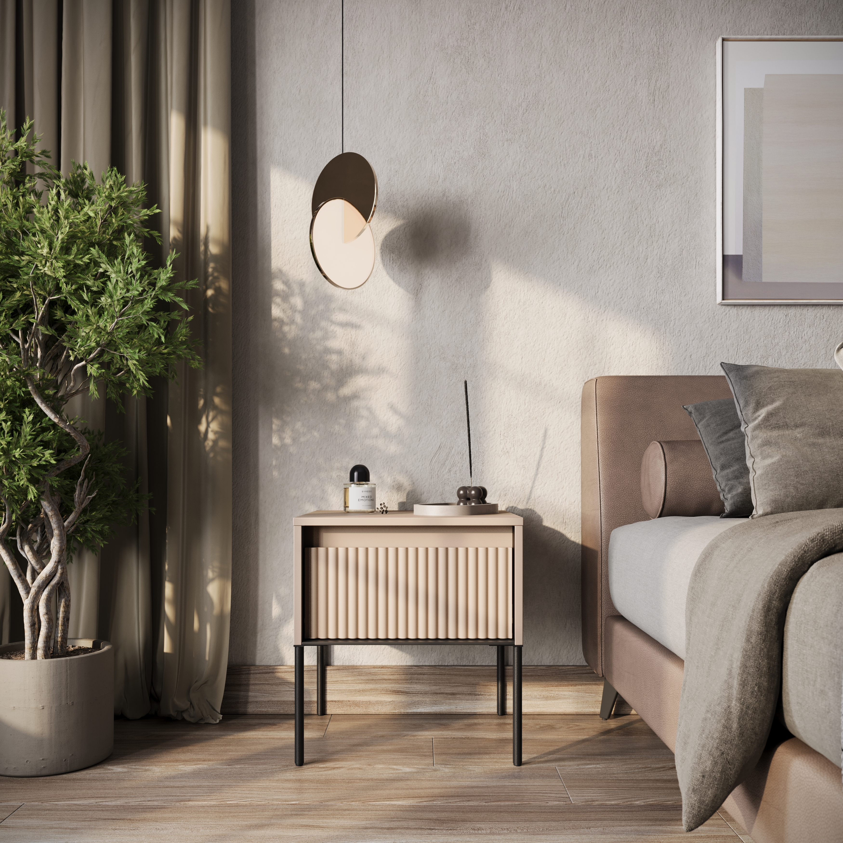 Trend 10 Nachttisch Sandbeige Dekor